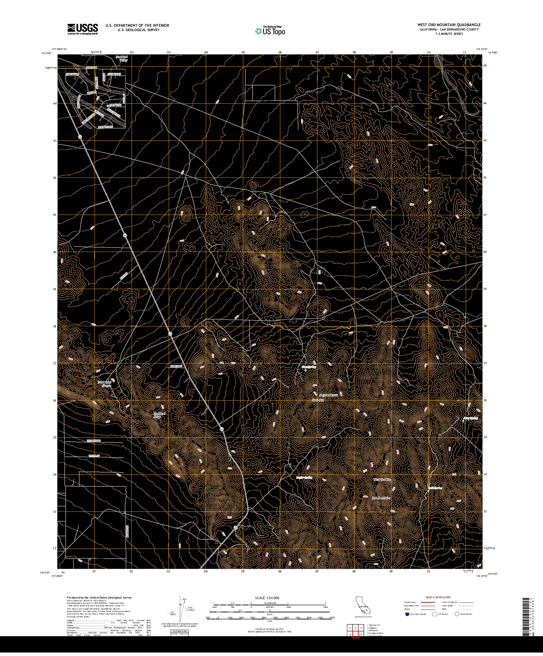 USGS US TOPO 7.5-MINUTE MAP FOR WEST ORD MOUNTAIN, CA 2018