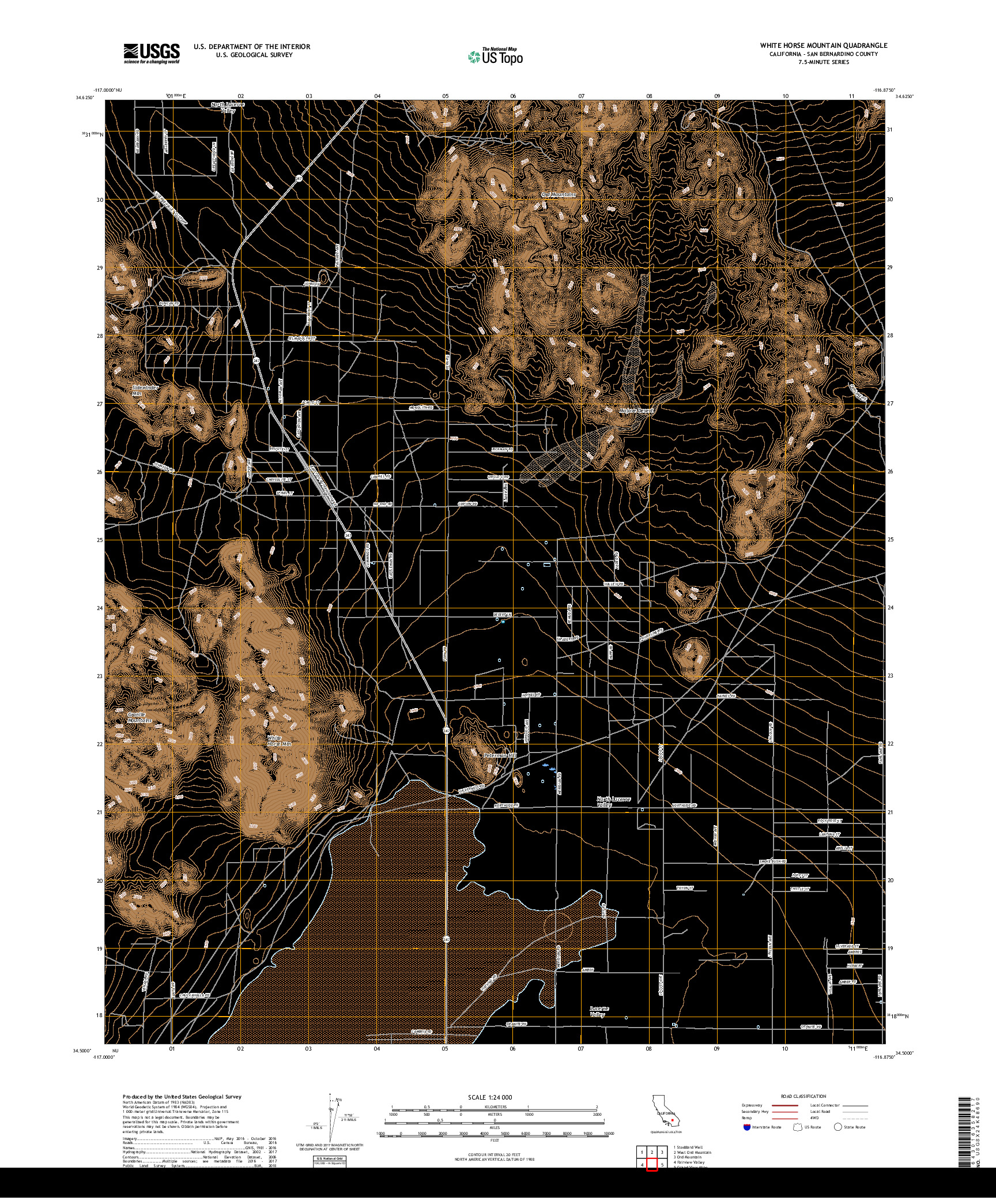 USGS US TOPO 7.5-MINUTE MAP FOR WHITE HORSE MOUNTAIN, CA 2018