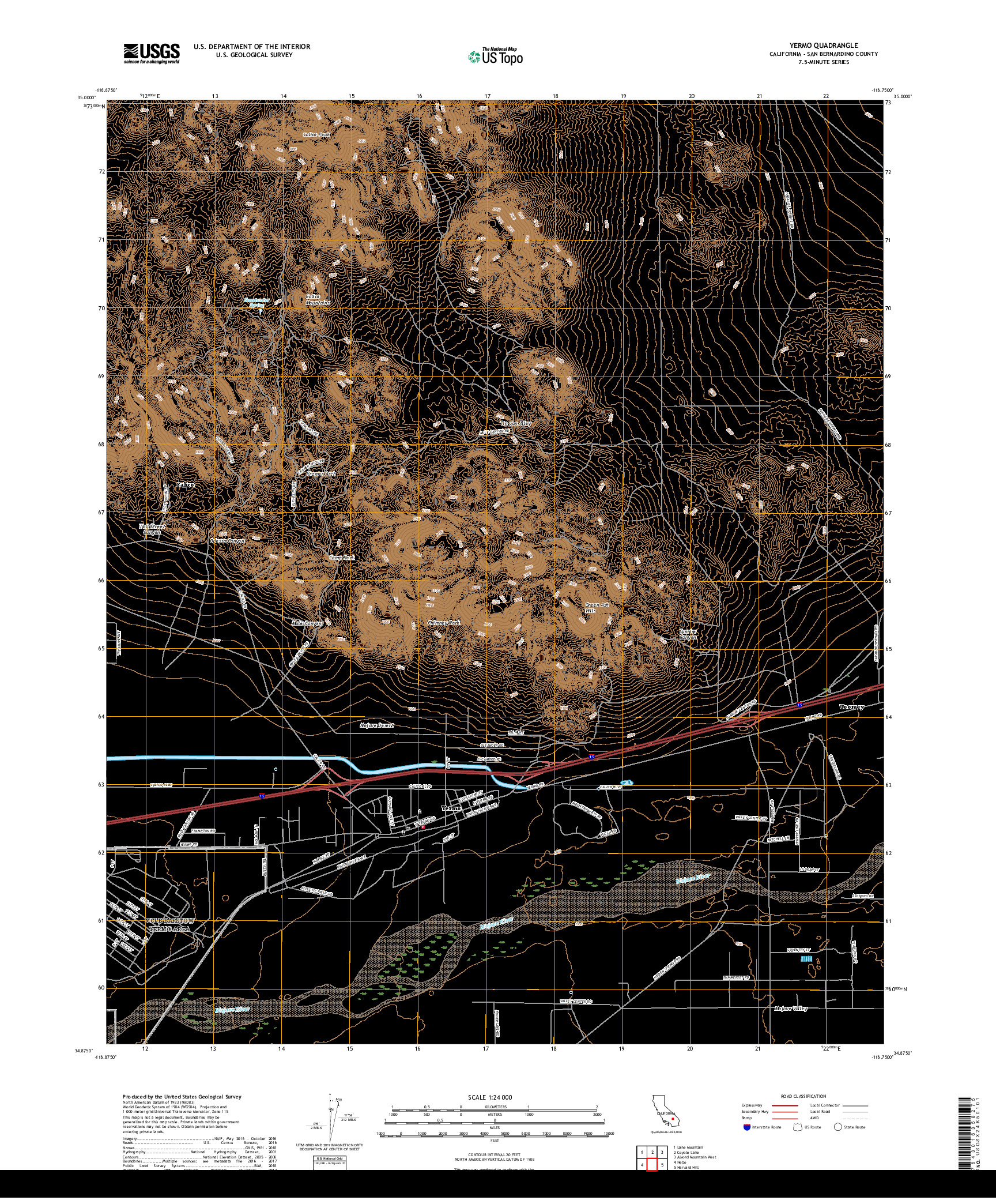 USGS US TOPO 7.5-MINUTE MAP FOR YERMO, CA 2018