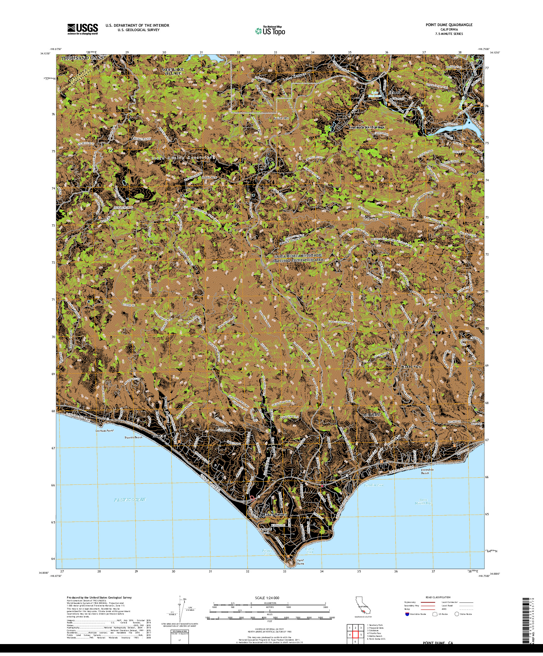 USGS US TOPO 7.5-MINUTE MAP FOR POINT DUME, CA 2018