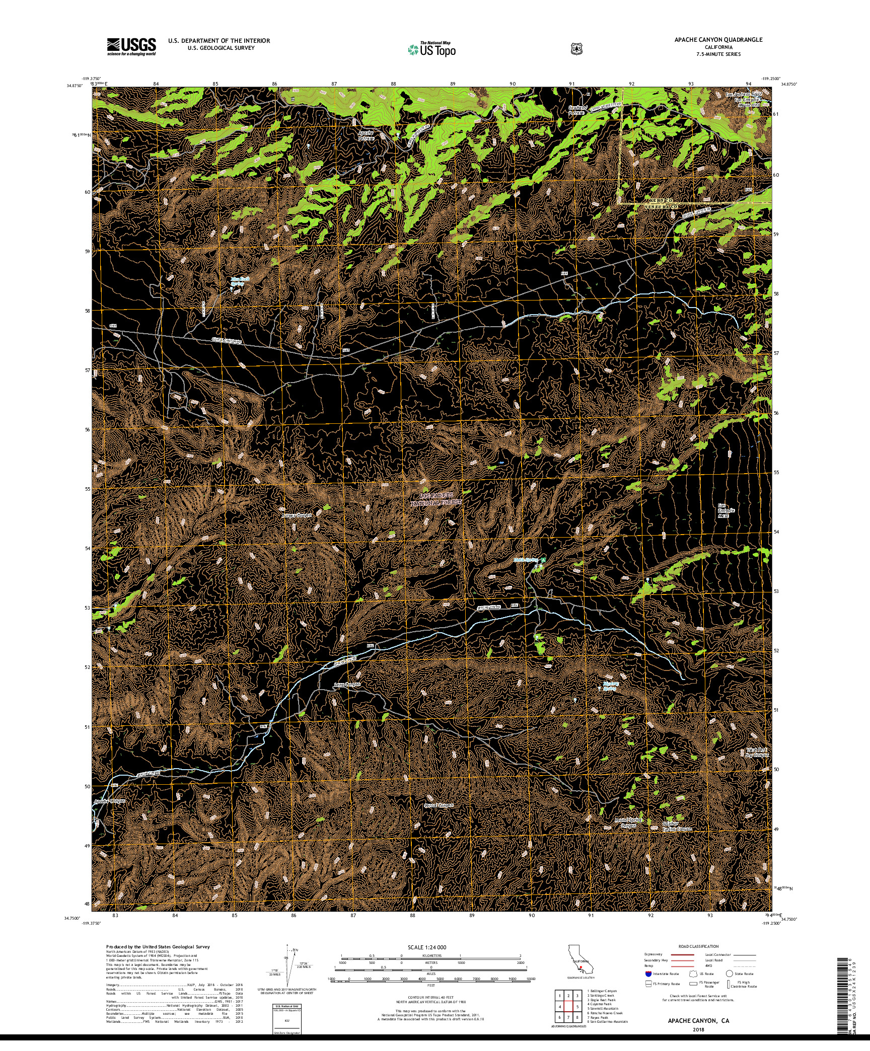 USGS US TOPO 7.5-MINUTE MAP FOR APACHE CANYON, CA 2018