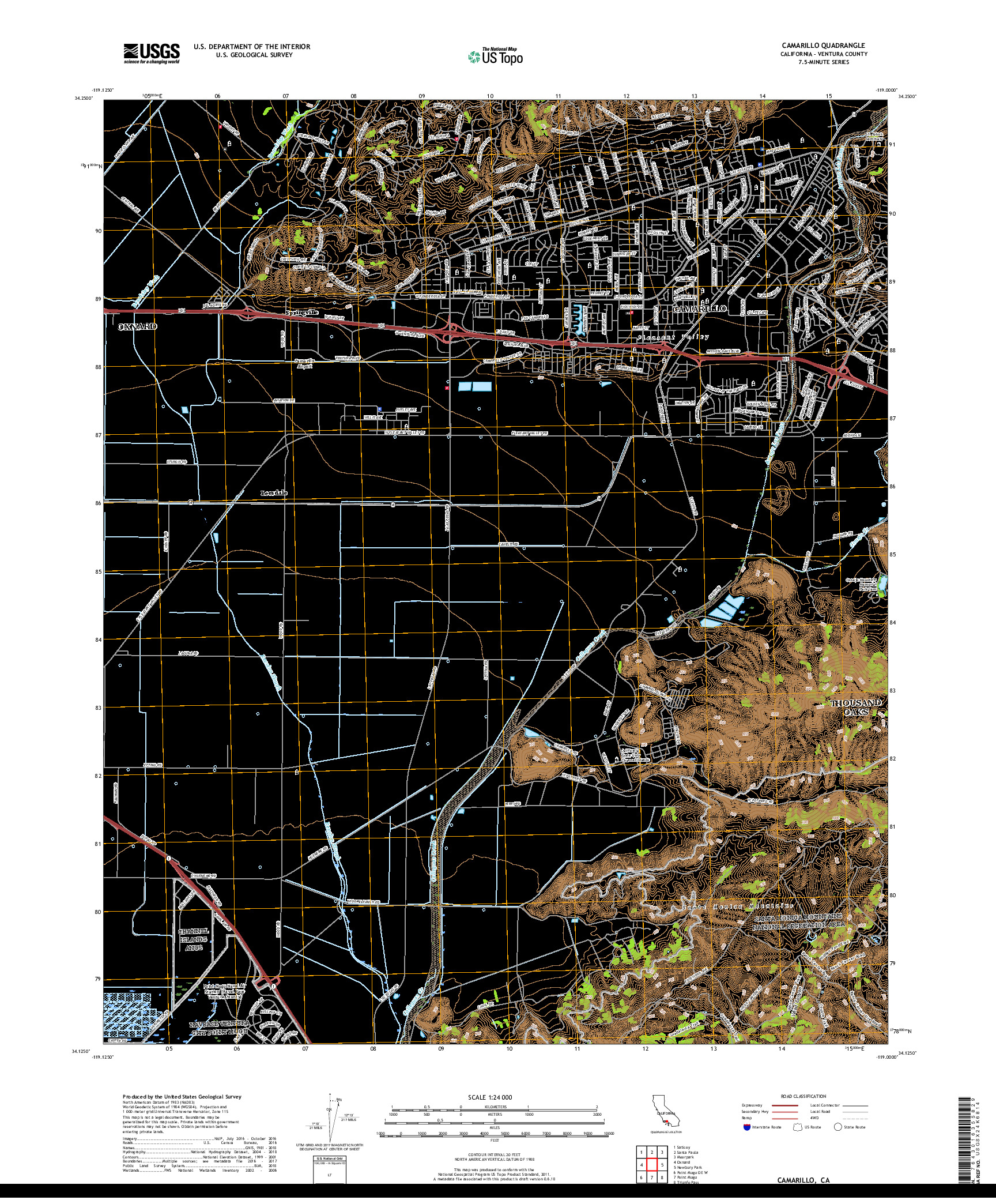 USGS US TOPO 7.5-MINUTE MAP FOR CAMARILLO, CA 2018