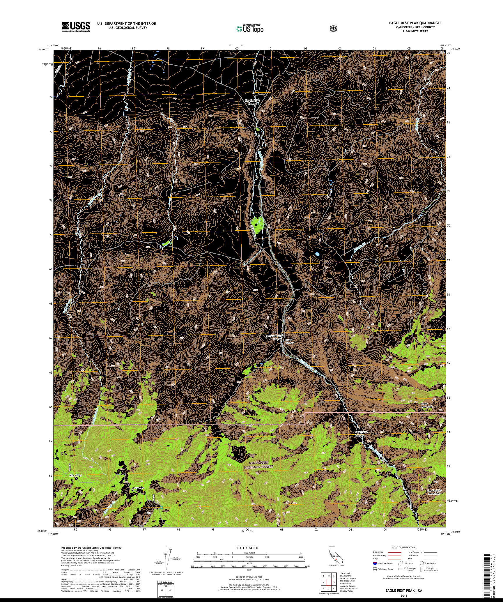 USGS US TOPO 7.5-MINUTE MAP FOR EAGLE REST PEAK, CA 2018