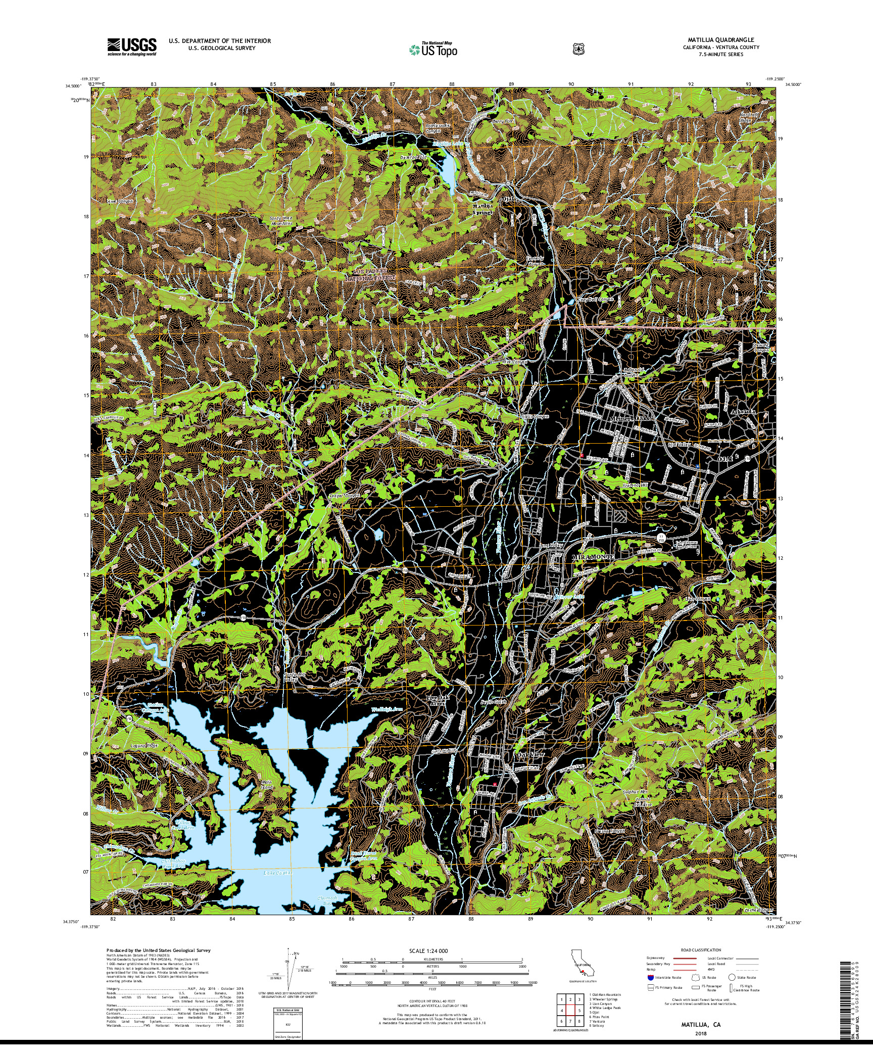 USGS US TOPO 7.5-MINUTE MAP FOR MATILIJA, CA 2018