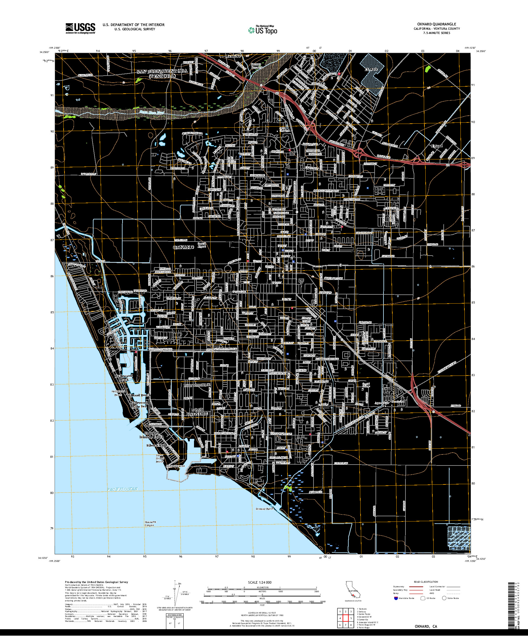USGS US TOPO 7.5-MINUTE MAP FOR OXNARD, CA 2018