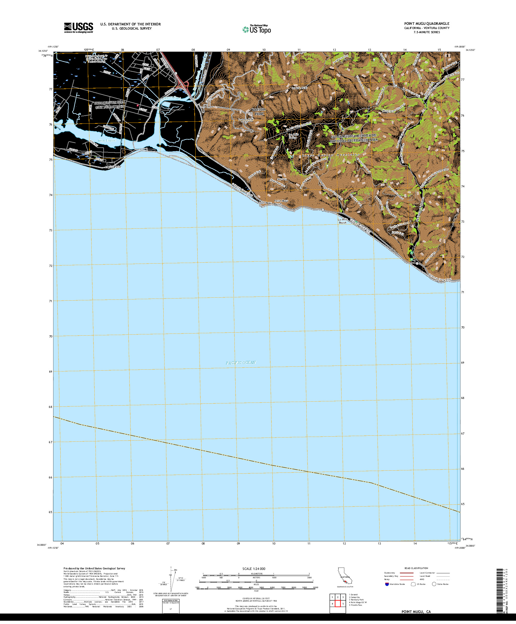 USGS US TOPO 7.5-MINUTE MAP FOR POINT MUGU, CA 2018