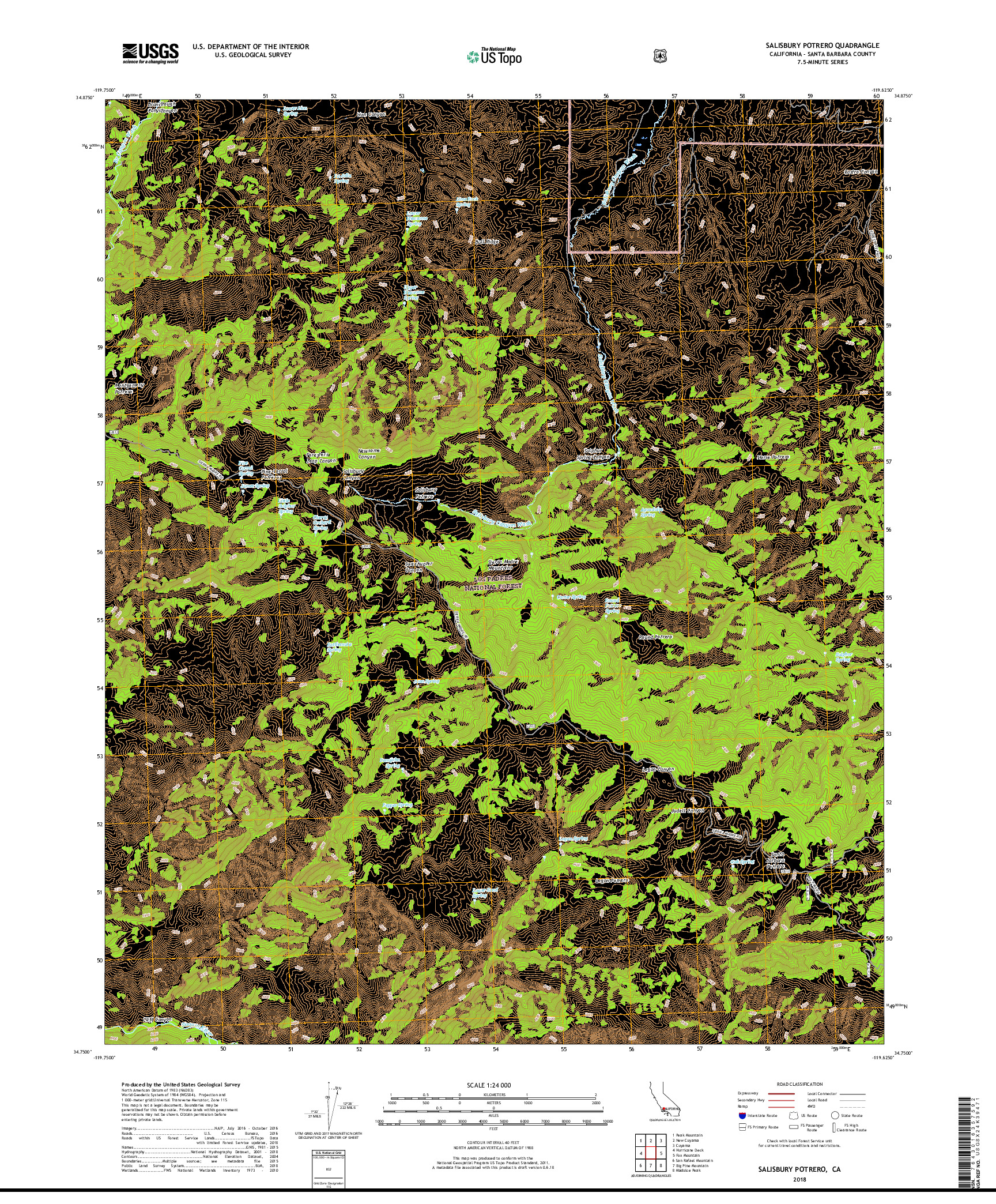 USGS US TOPO 7.5-MINUTE MAP FOR SALISBURY POTRERO, CA 2018