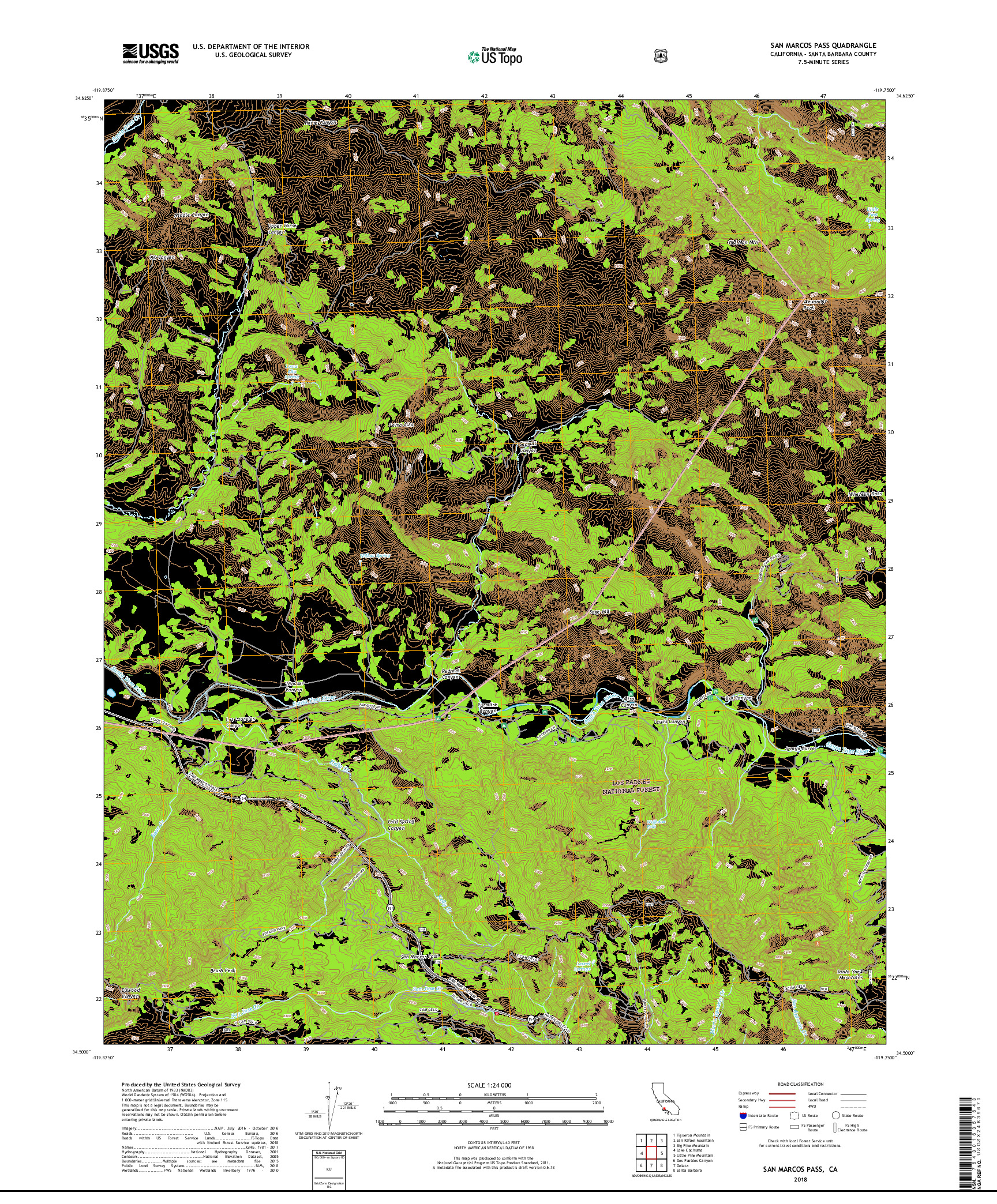 USGS US TOPO 7.5-MINUTE MAP FOR SAN MARCOS PASS, CA 2018