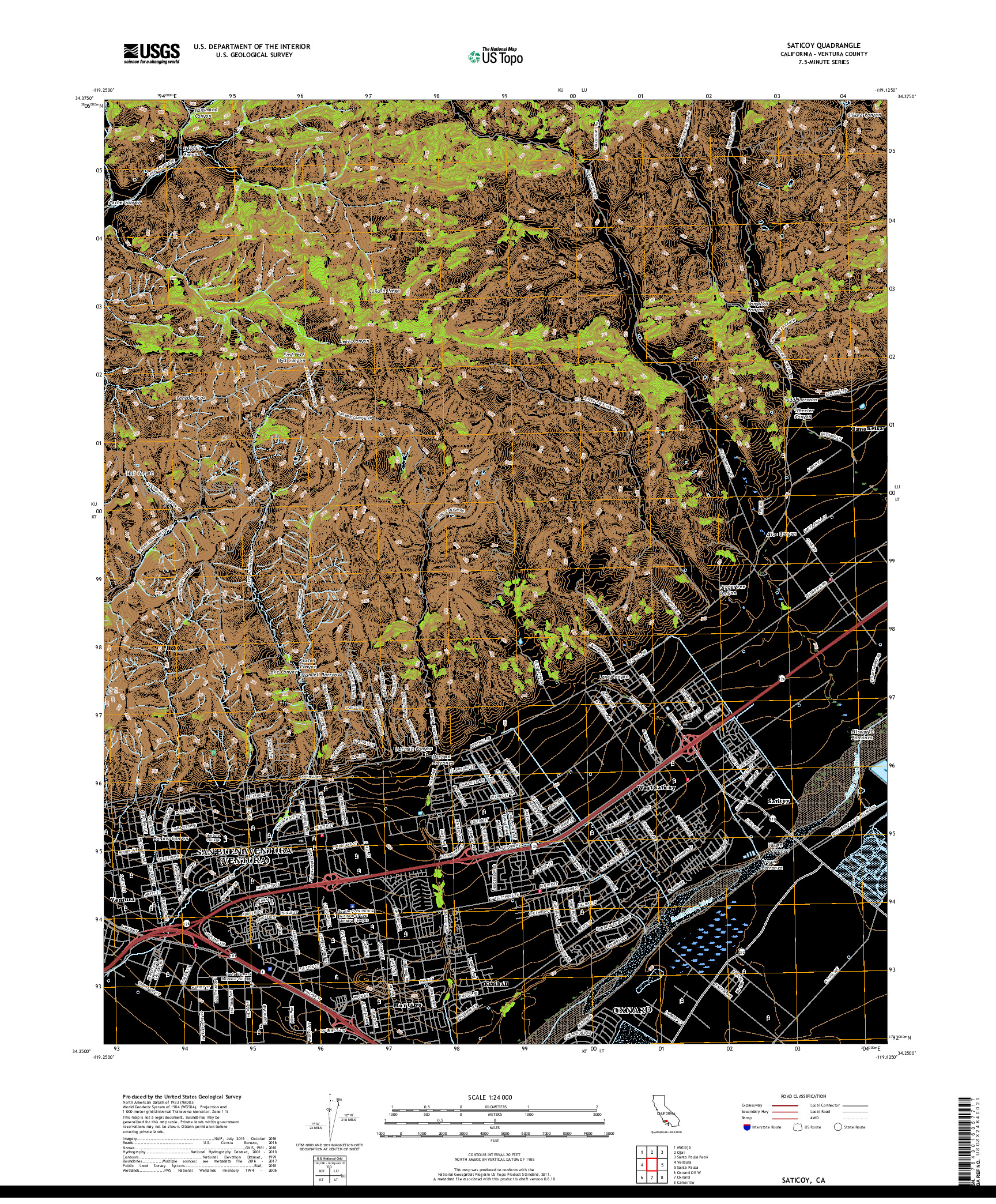 USGS US TOPO 7.5-MINUTE MAP FOR SATICOY, CA 2018