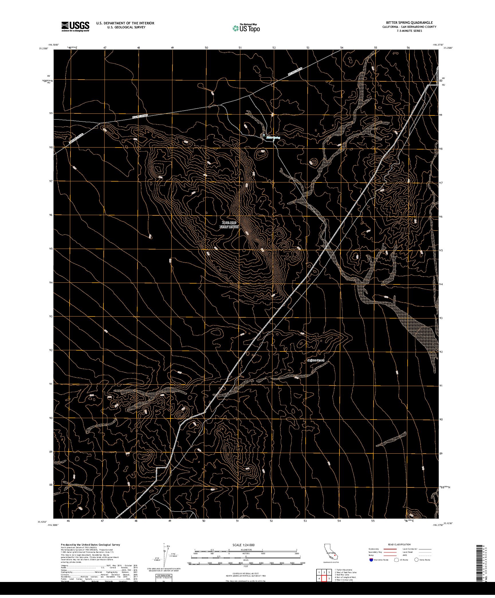 USGS US TOPO 7.5-MINUTE MAP FOR BITTER SPRING, CA 2018