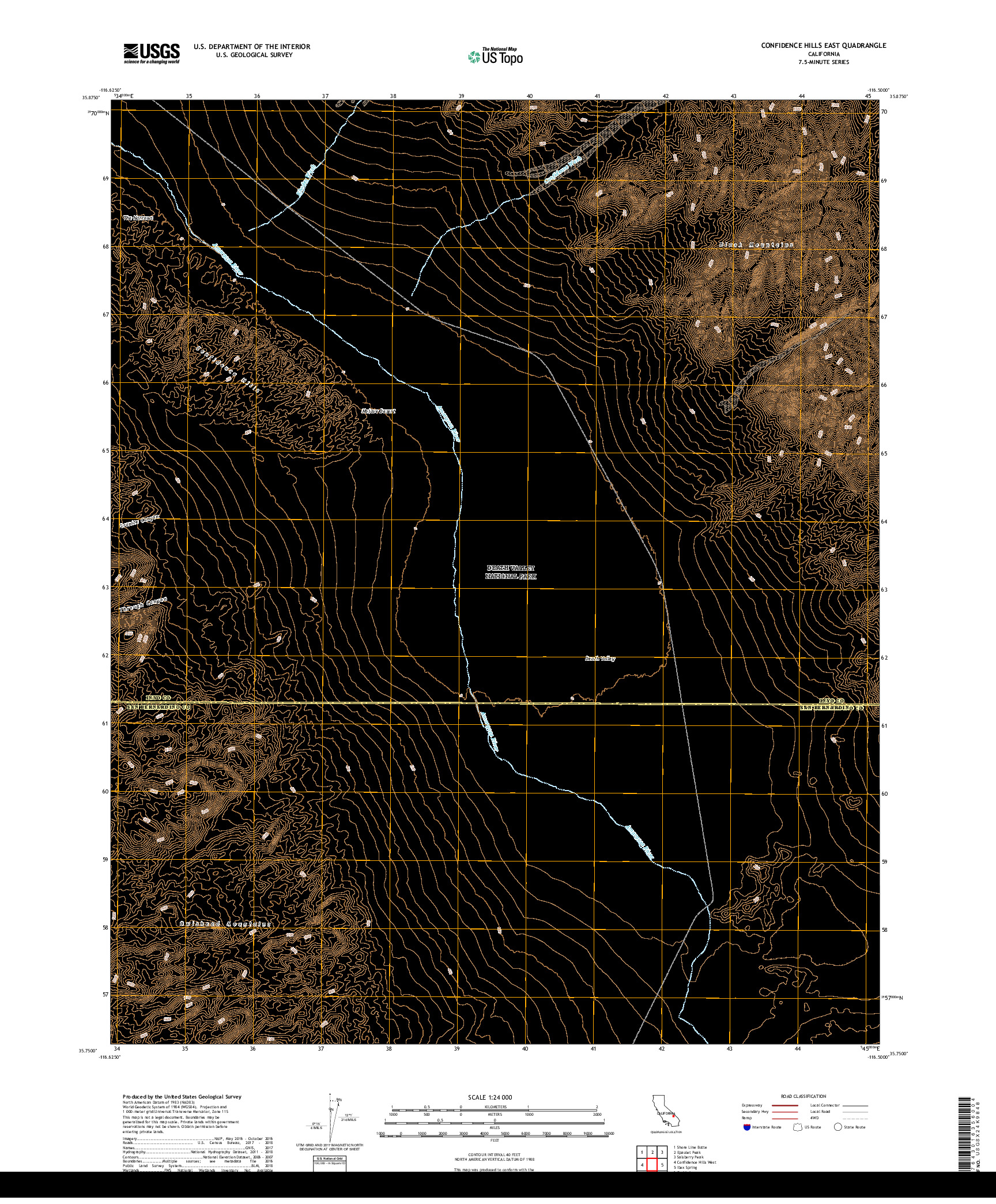 USGS US TOPO 7.5-MINUTE MAP FOR CONFIDENCE HILLS EAST, CA 2018