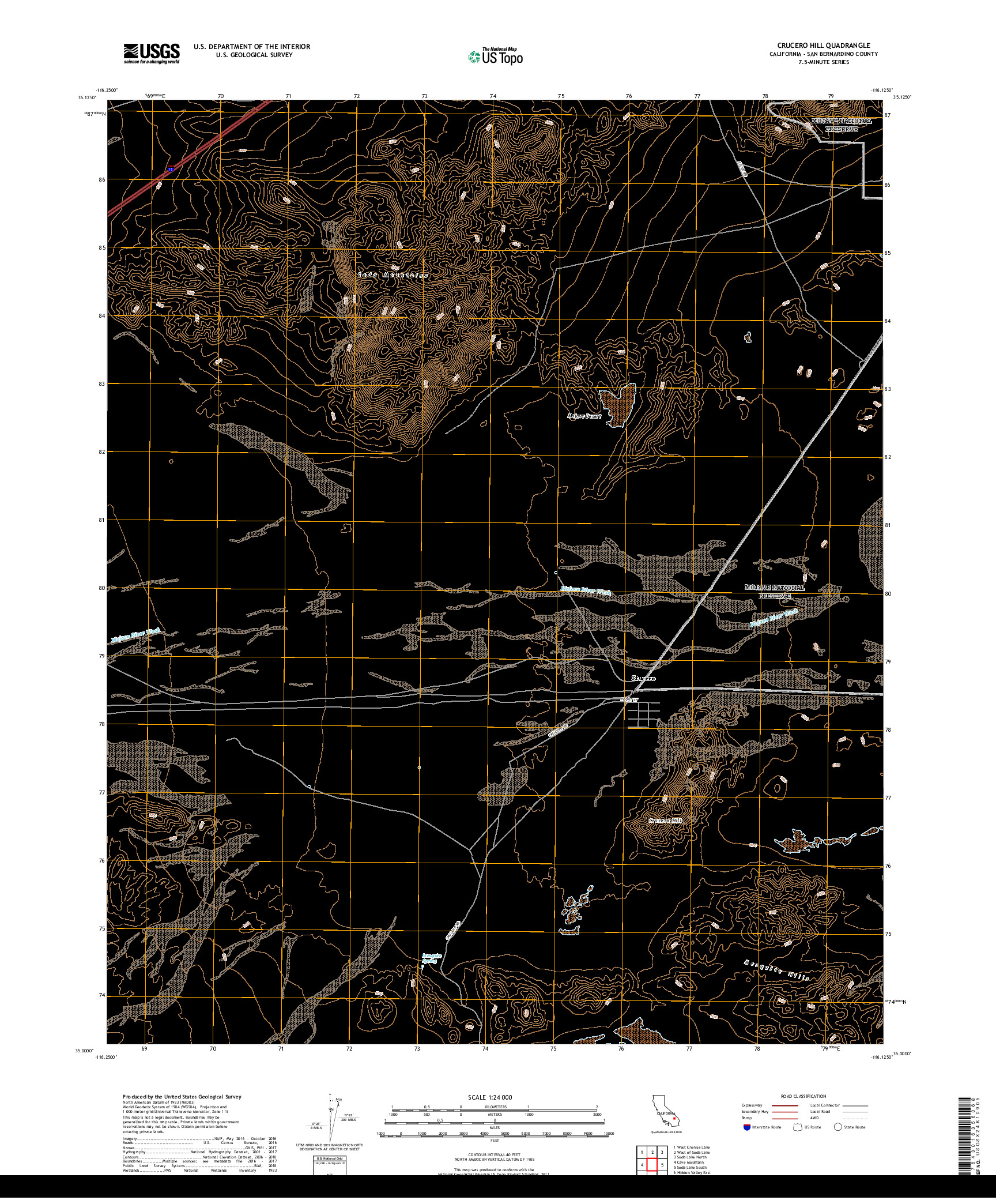 USGS US TOPO 7.5-MINUTE MAP FOR CRUCERO HILL, CA 2018