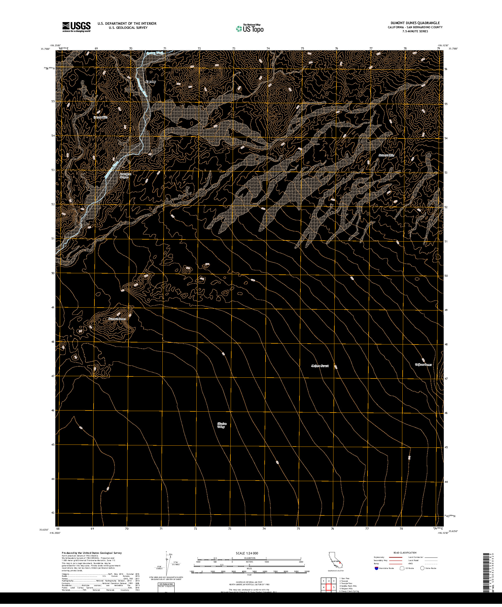 USGS US TOPO 7.5-MINUTE MAP FOR DUMONT DUNES, CA 2018