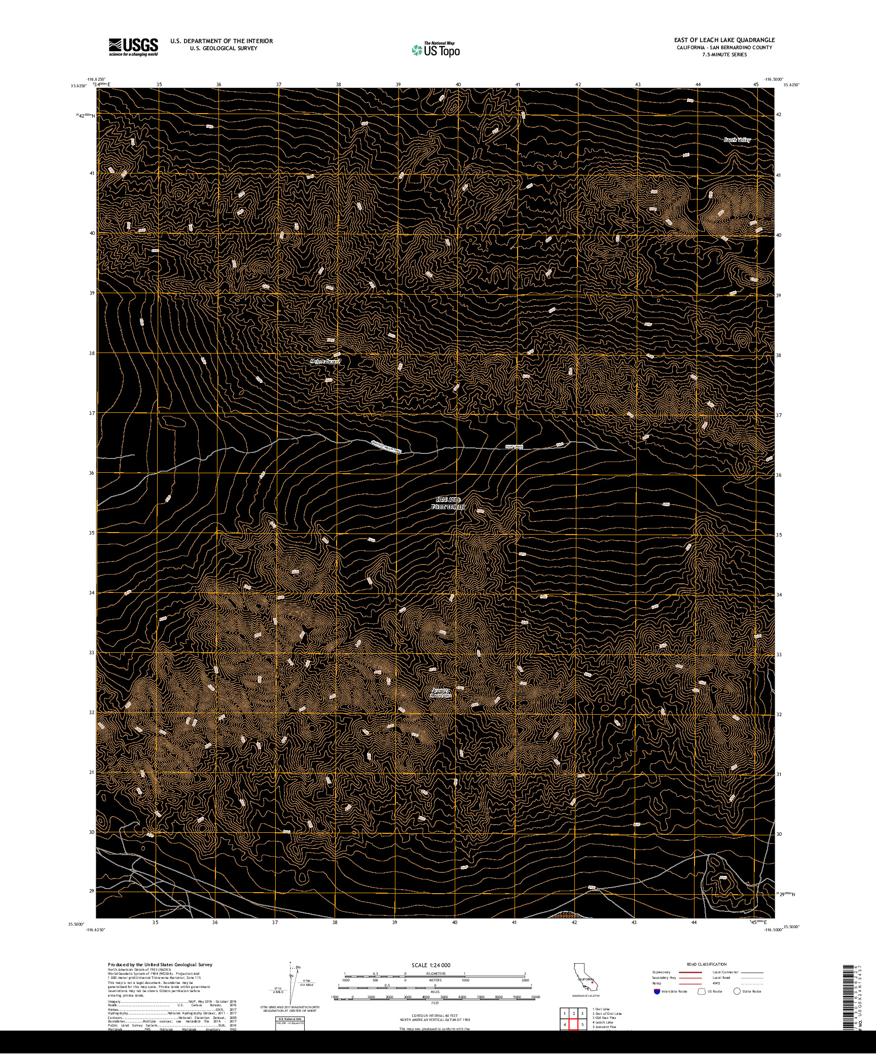 USGS US TOPO 7.5-MINUTE MAP FOR EAST OF LEACH LAKE, CA 2018