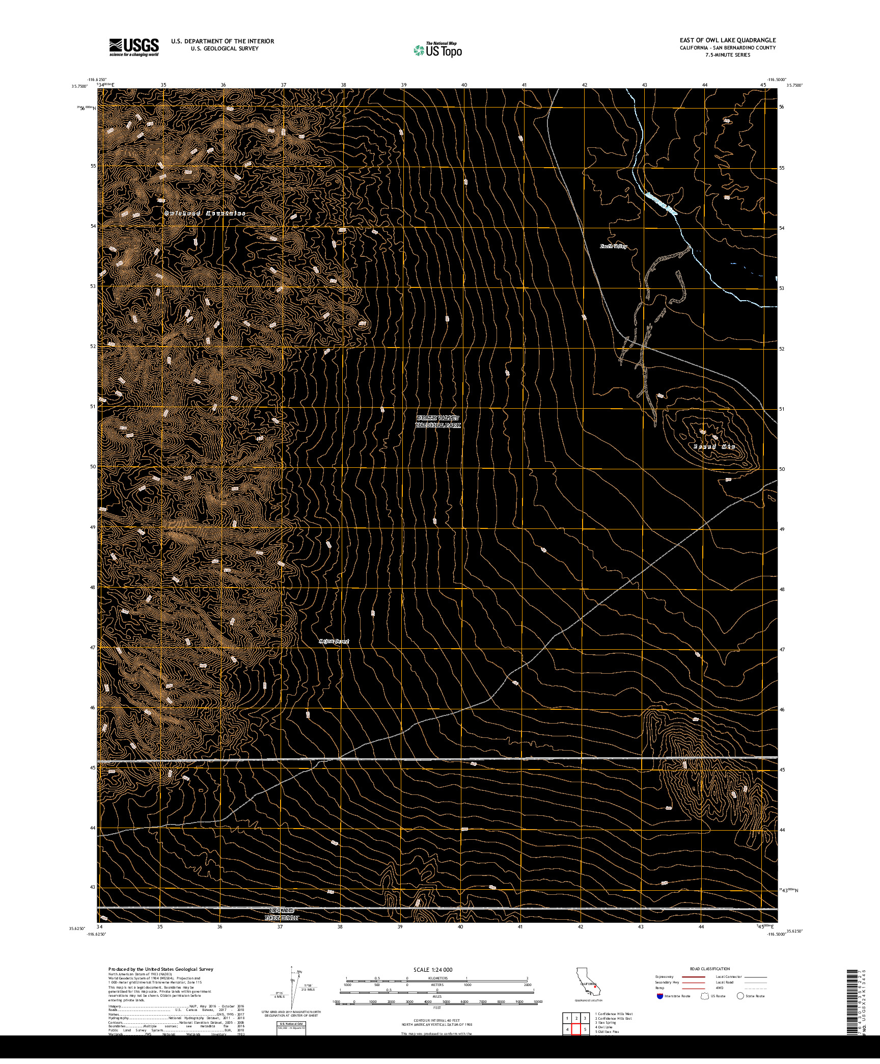 USGS US TOPO 7.5-MINUTE MAP FOR EAST OF OWL LAKE, CA 2018