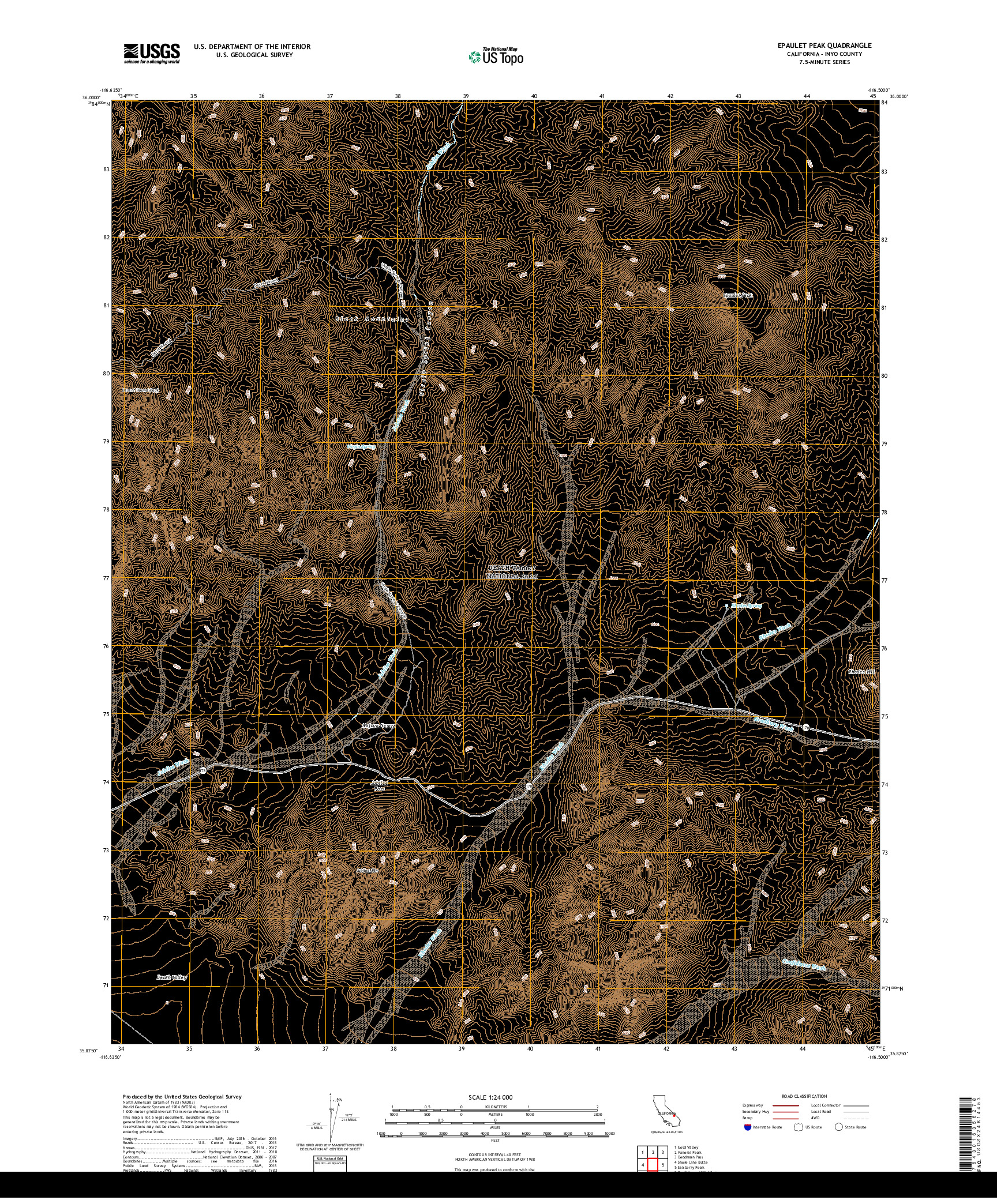 USGS US TOPO 7.5-MINUTE MAP FOR EPAULET PEAK, CA 2018