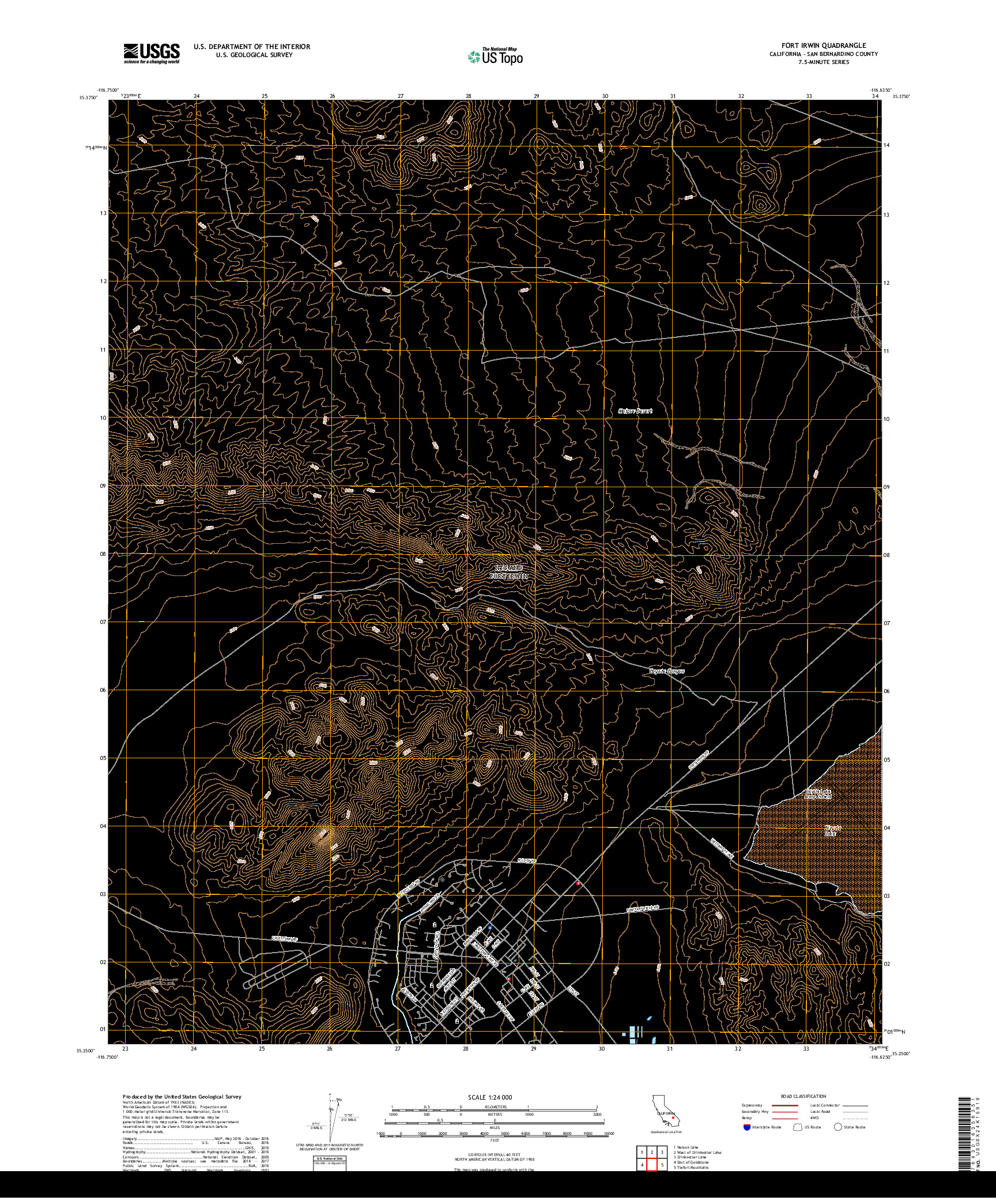 USGS US TOPO 7.5-MINUTE MAP FOR FORT IRWIN, CA 2018