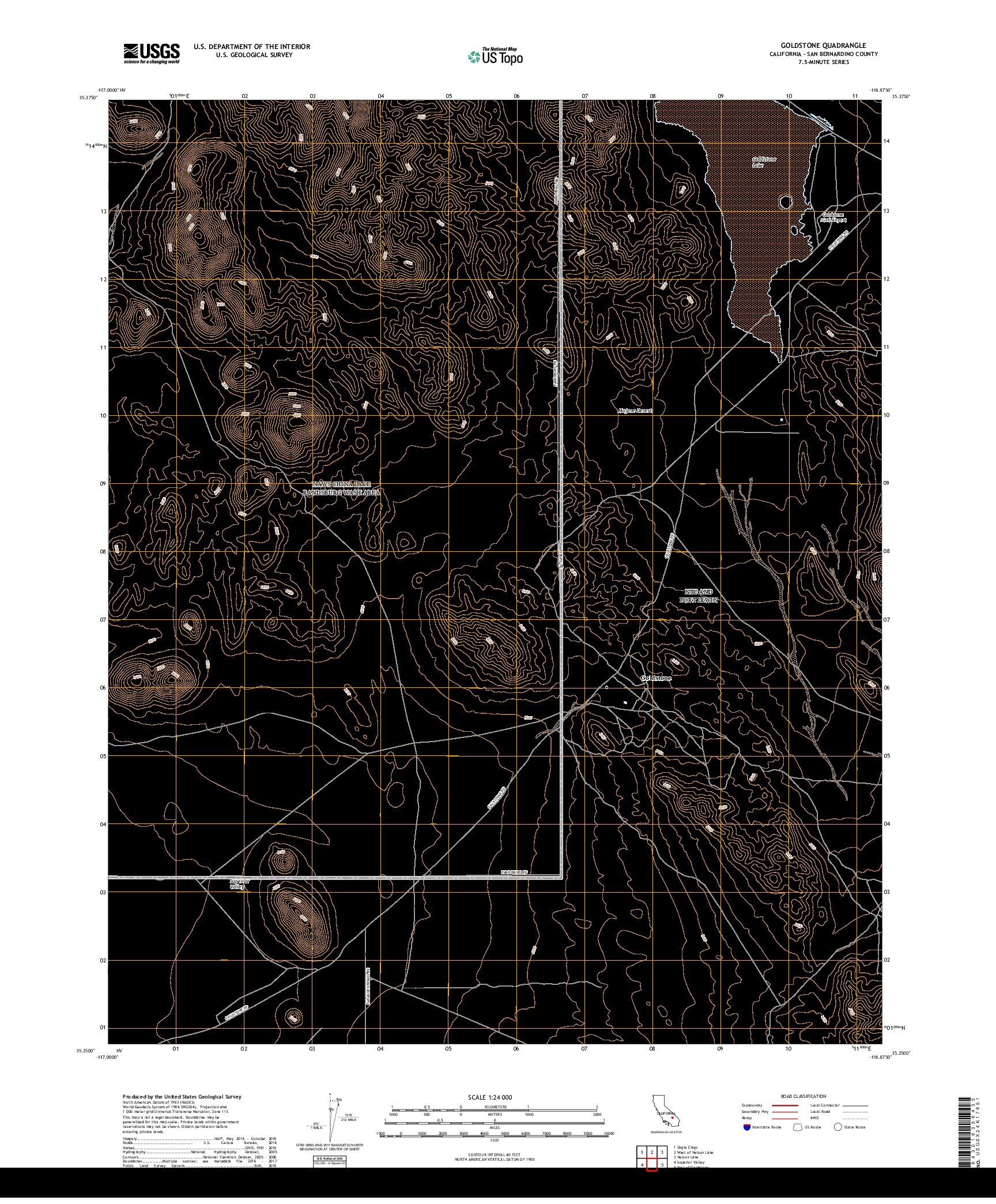 USGS US TOPO 7.5-MINUTE MAP FOR GOLDSTONE, CA 2018