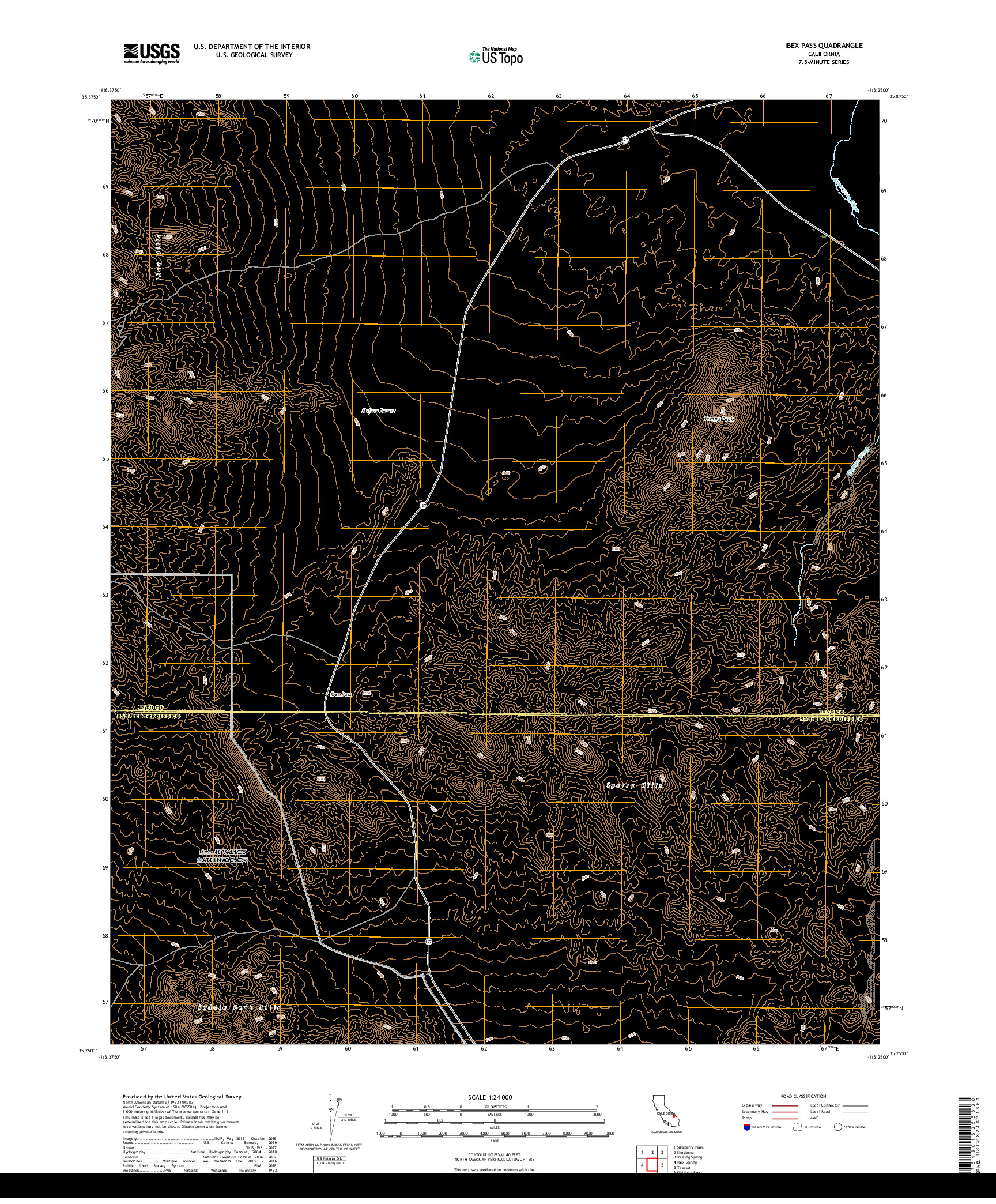 USGS US TOPO 7.5-MINUTE MAP FOR IBEX PASS, CA 2018