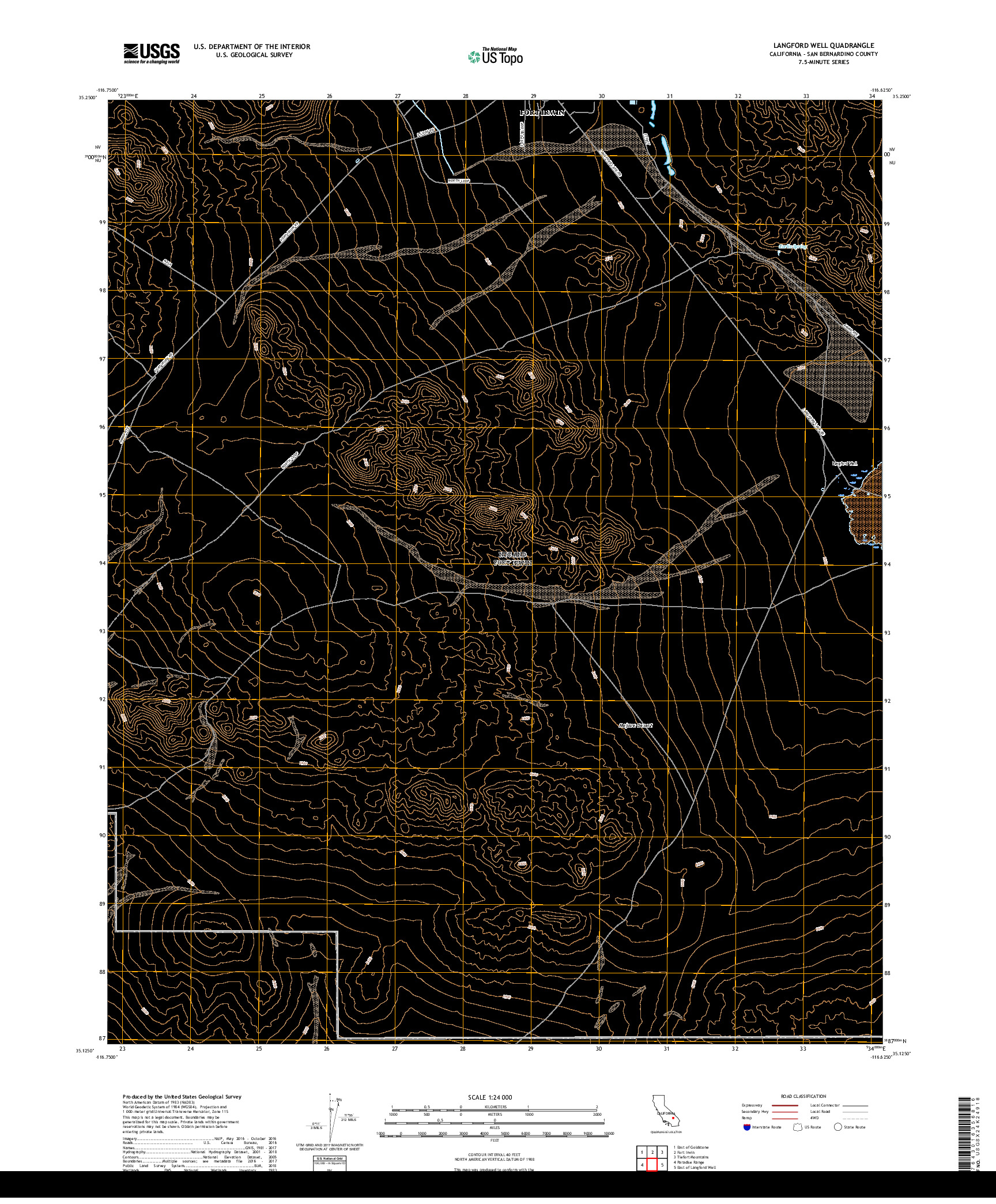 USGS US TOPO 7.5-MINUTE MAP FOR LANGFORD WELL, CA 2018