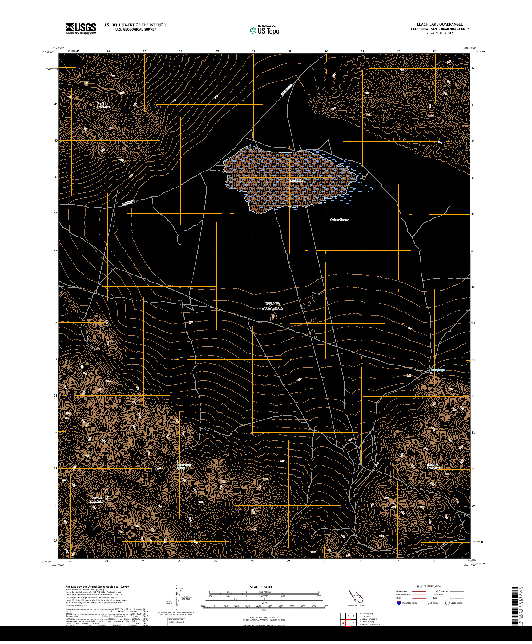 USGS US TOPO 7.5-MINUTE MAP FOR LEACH LAKE, CA 2018