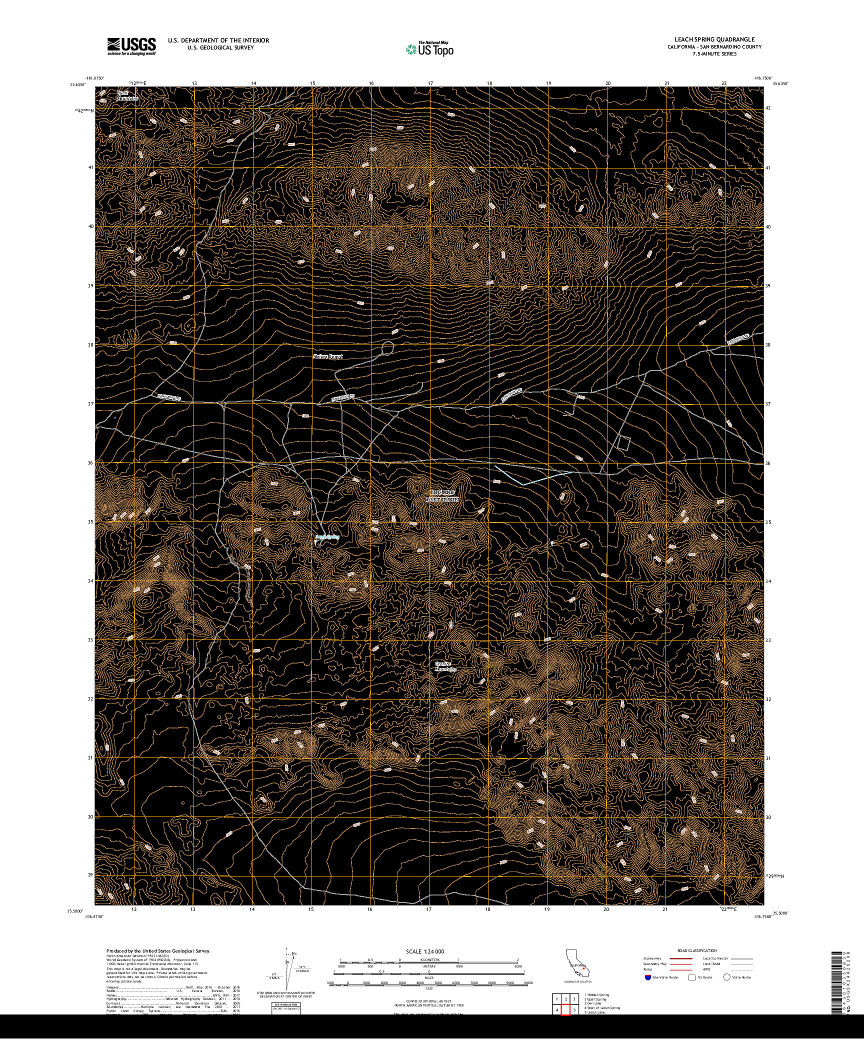 USGS US TOPO 7.5-MINUTE MAP FOR LEACH SPRING, CA 2018