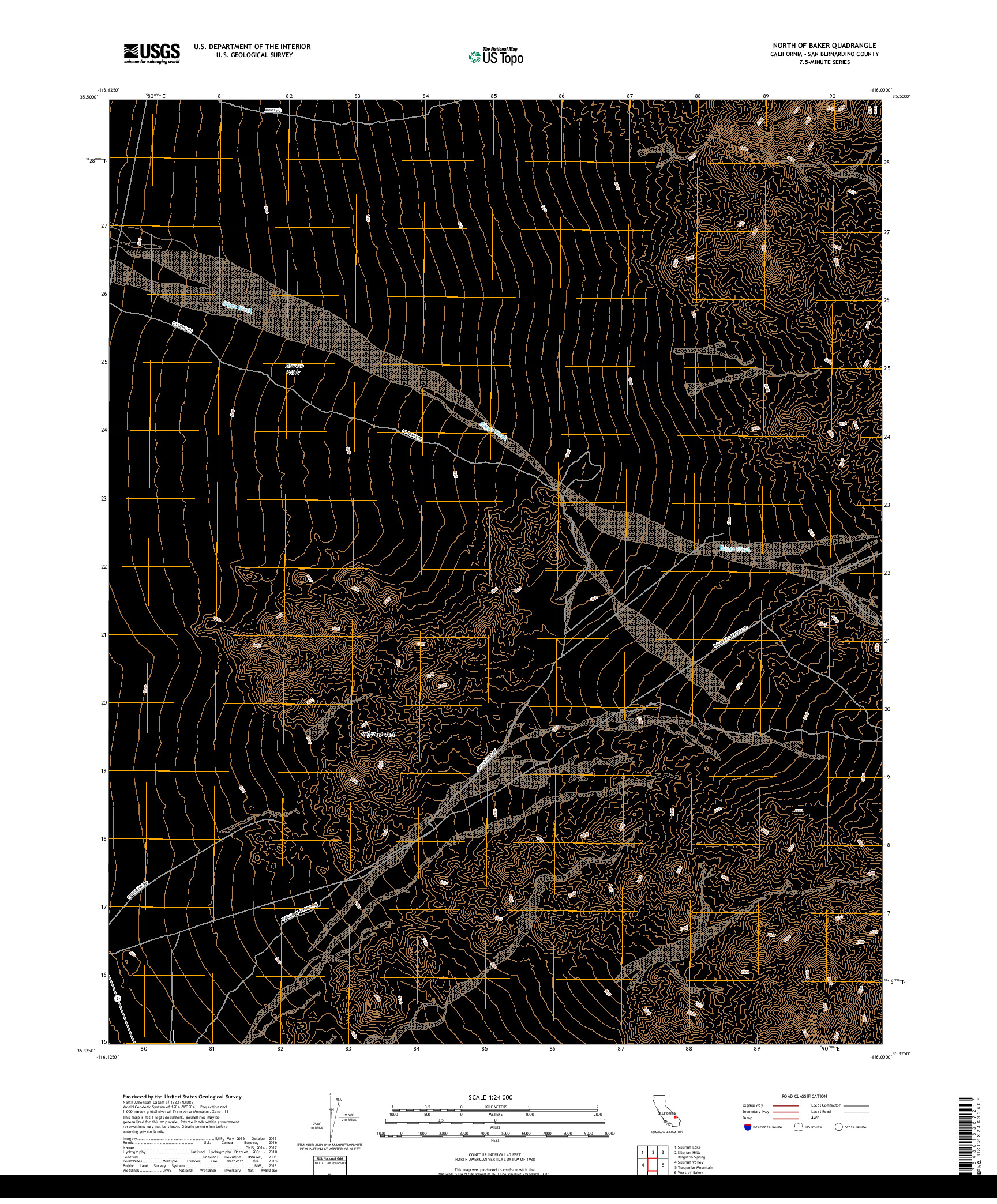 USGS US TOPO 7.5-MINUTE MAP FOR NORTH OF BAKER, CA 2018