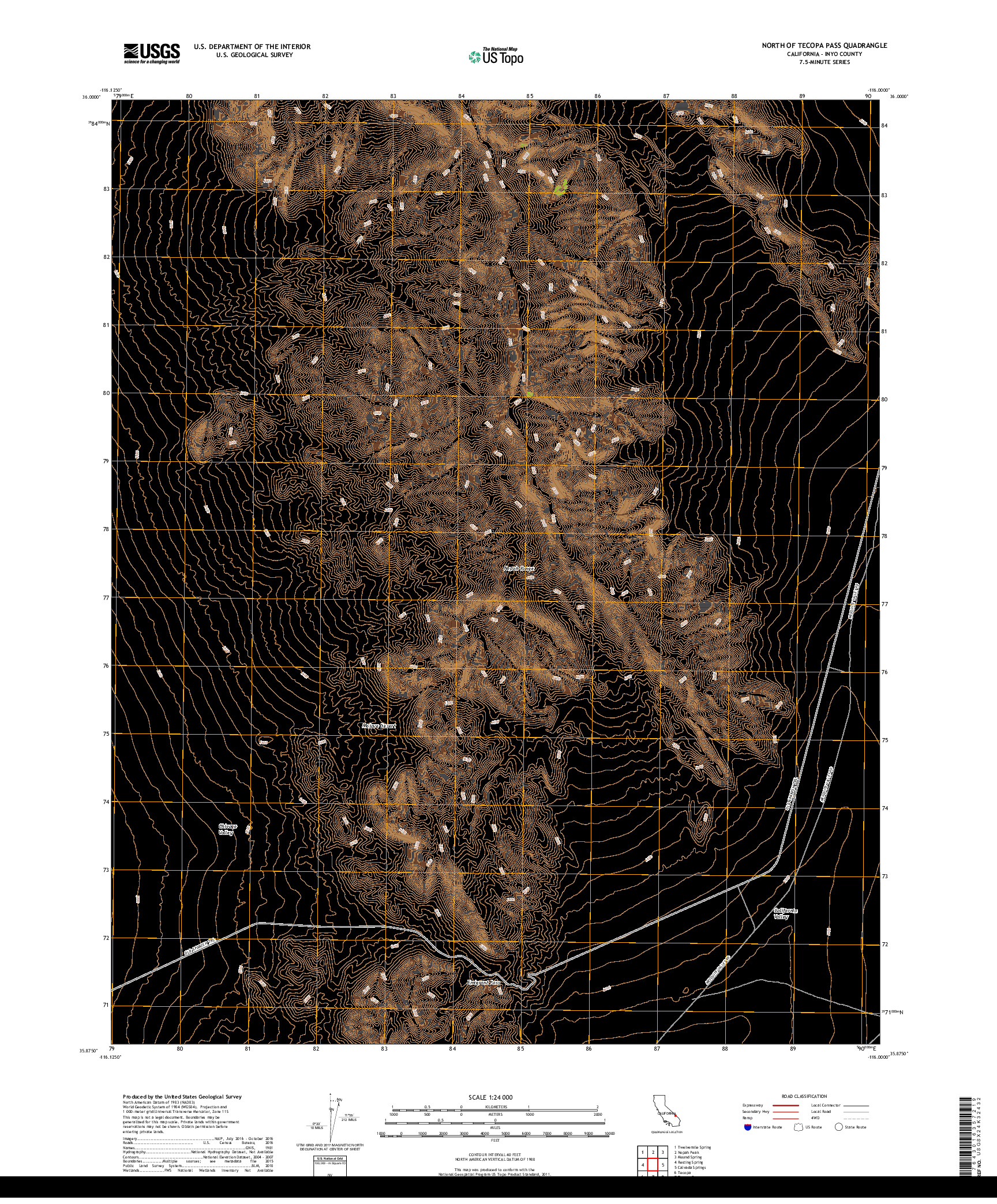 USGS US TOPO 7.5-MINUTE MAP FOR NORTH OF TECOPA PASS, CA 2018