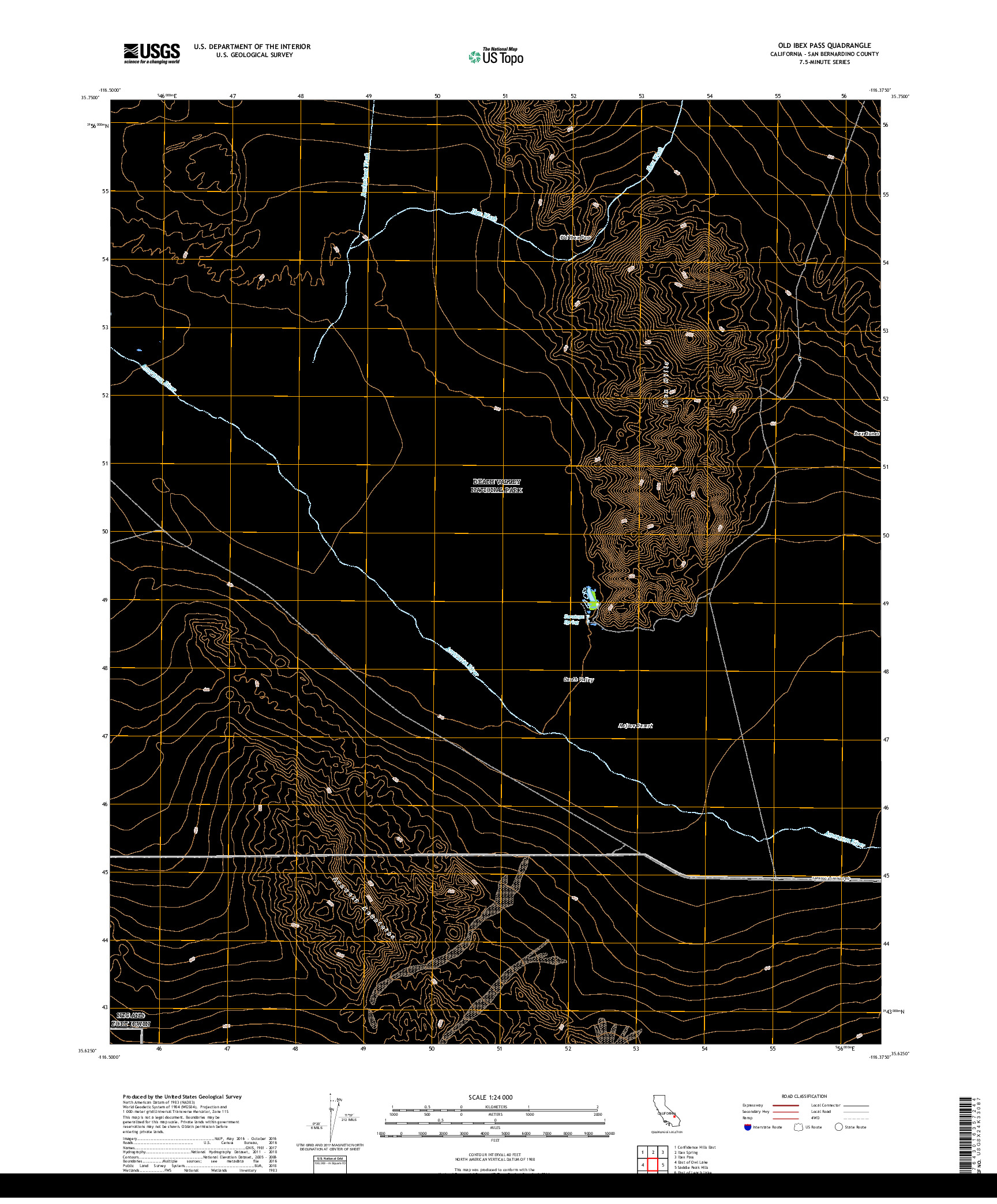 USGS US TOPO 7.5-MINUTE MAP FOR OLD IBEX PASS, CA 2018