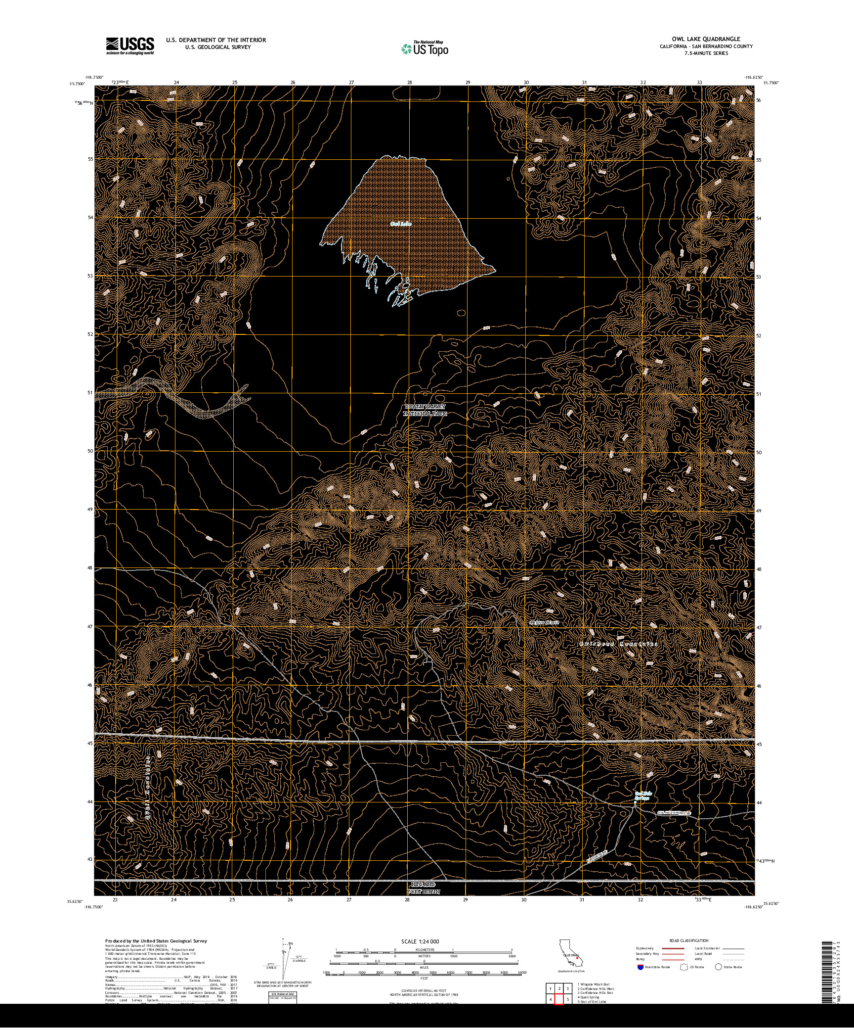 USGS US TOPO 7.5-MINUTE MAP FOR OWL LAKE, CA 2018