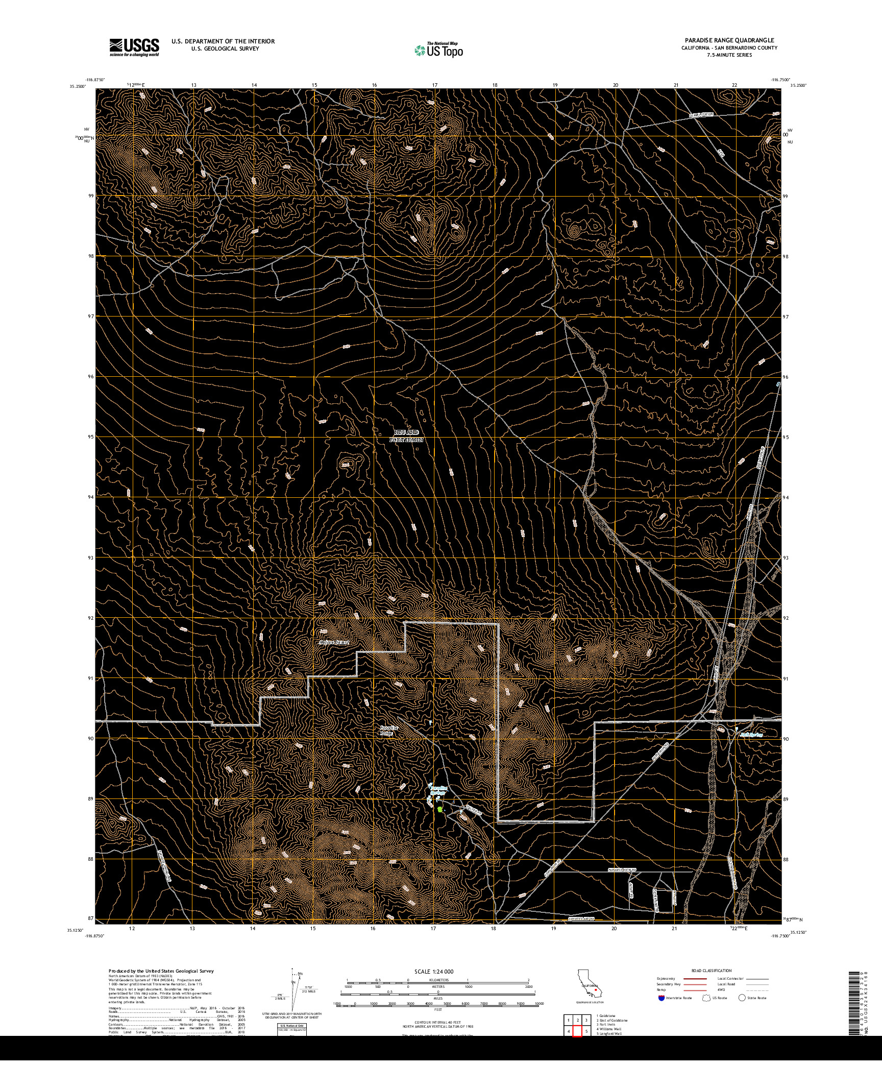 USGS US TOPO 7.5-MINUTE MAP FOR PARADISE RANGE, CA 2018