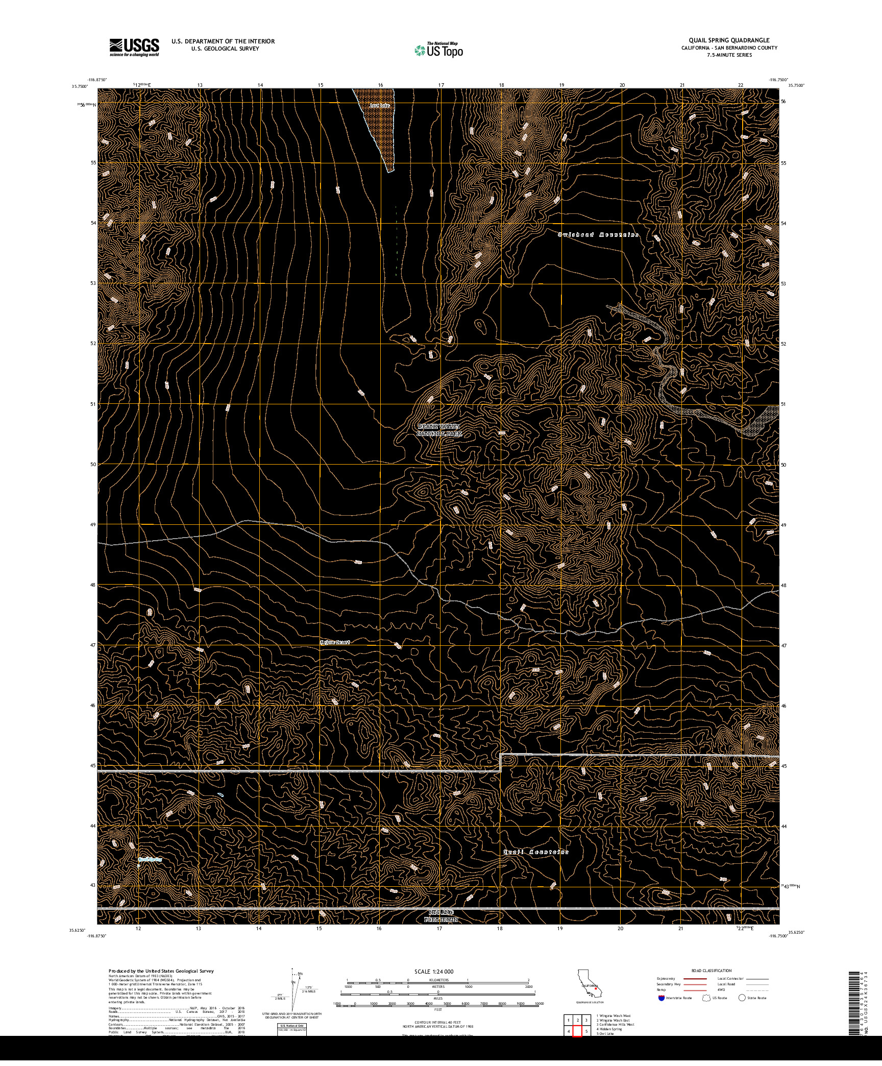 USGS US TOPO 7.5-MINUTE MAP FOR QUAIL SPRING, CA 2018