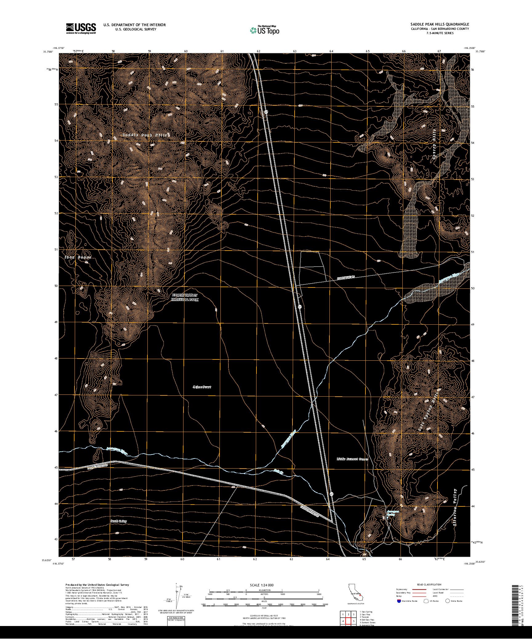 USGS US TOPO 7.5-MINUTE MAP FOR SADDLE PEAK HILLS, CA 2018