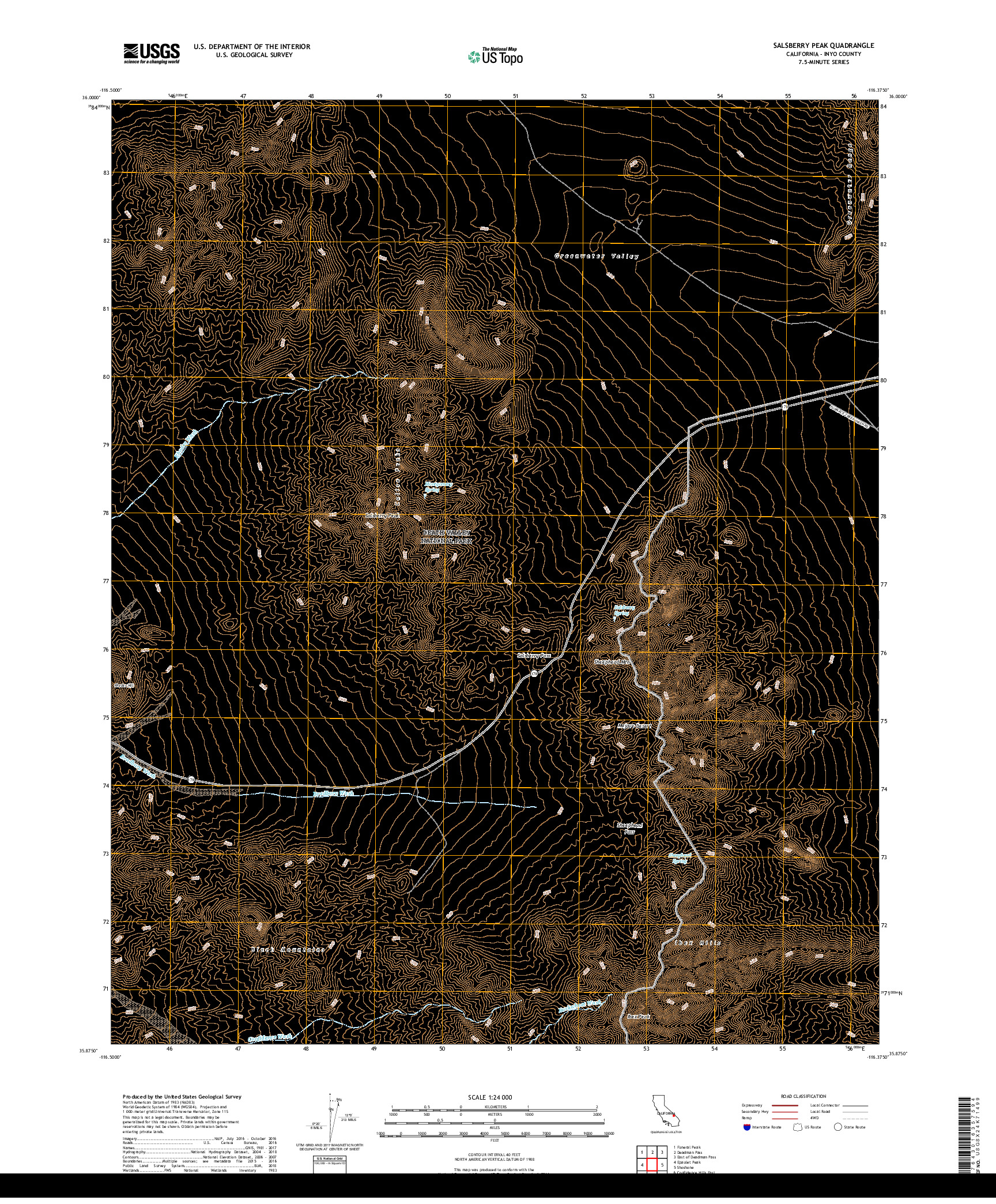 USGS US TOPO 7.5-MINUTE MAP FOR SALSBERRY PEAK, CA 2018