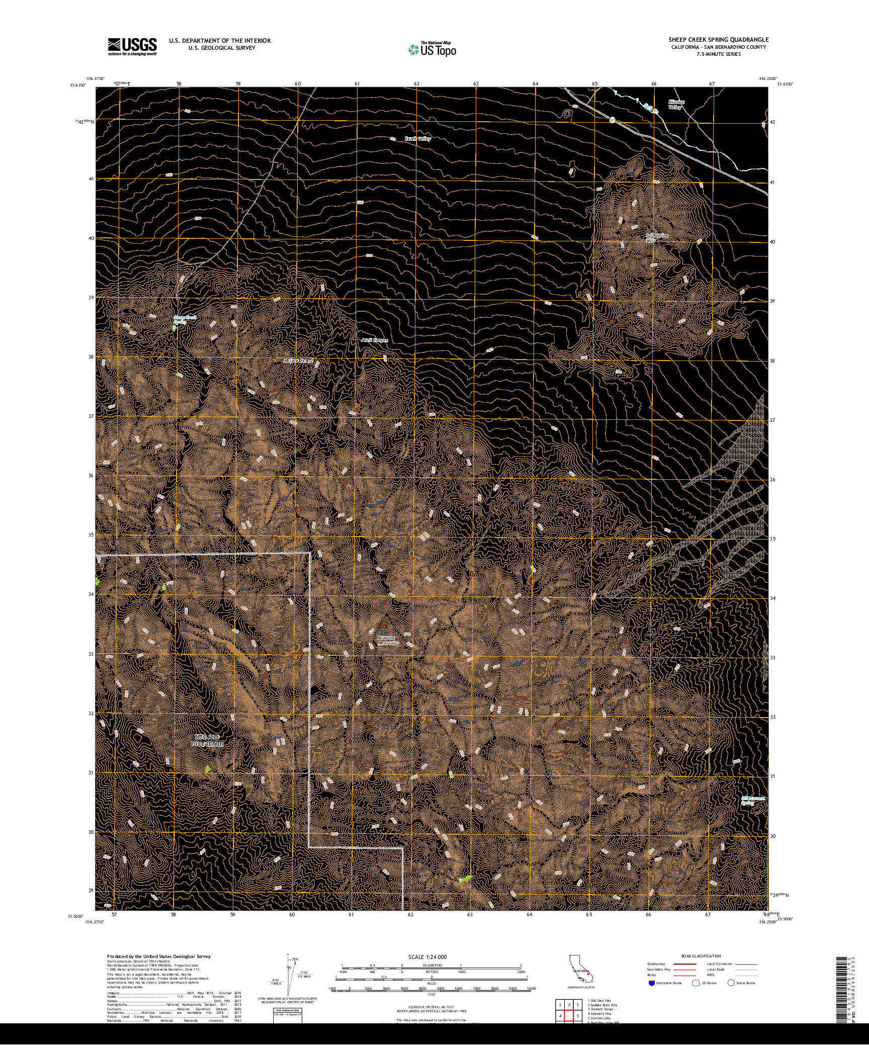 USGS US TOPO 7.5-MINUTE MAP FOR SHEEP CREEK SPRING, CA 2018