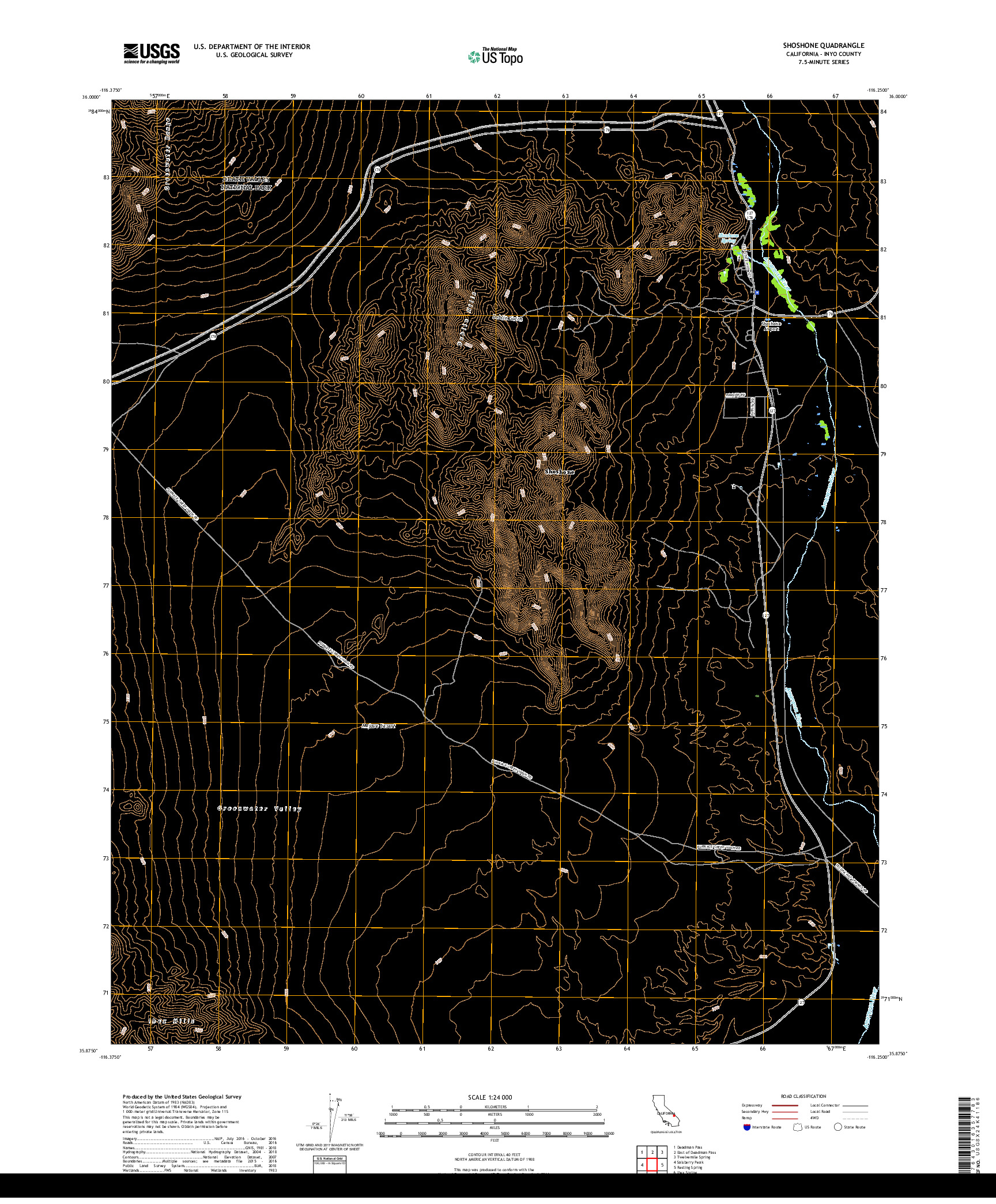 USGS US TOPO 7.5-MINUTE MAP FOR SHOSHONE, CA 2018