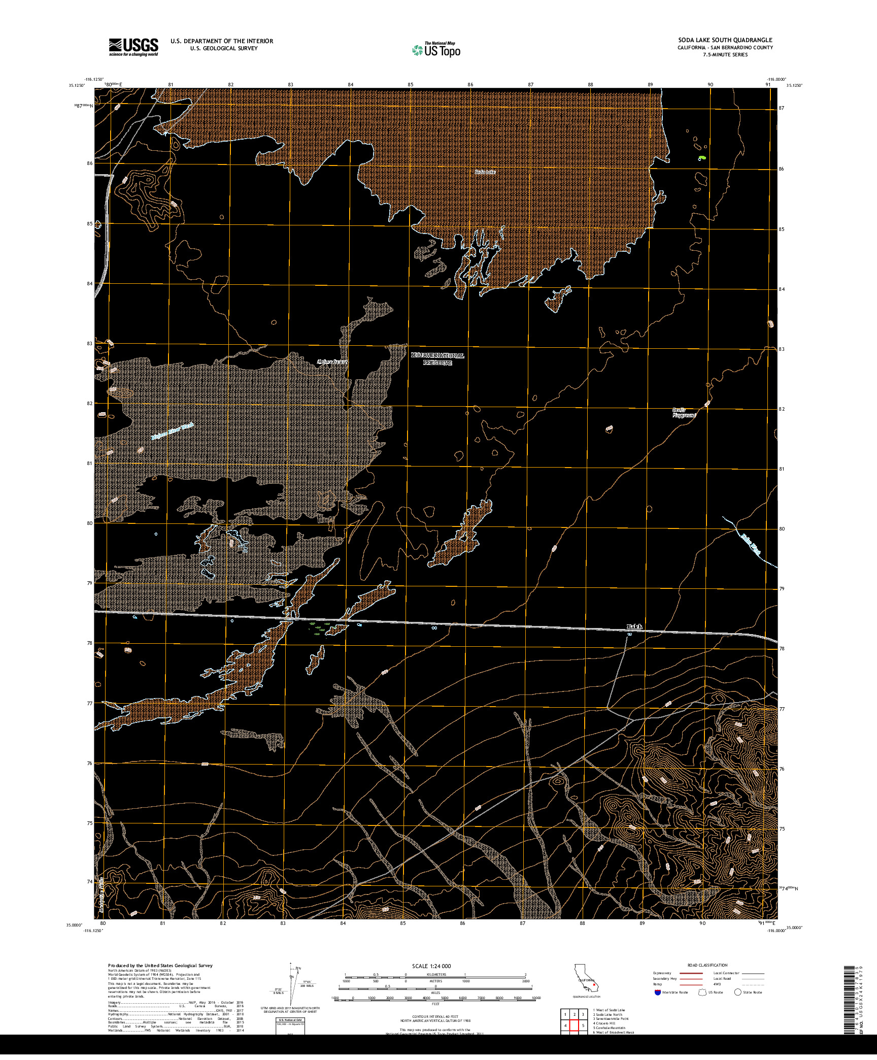 USGS US TOPO 7.5-MINUTE MAP FOR SODA LAKE SOUTH, CA 2018