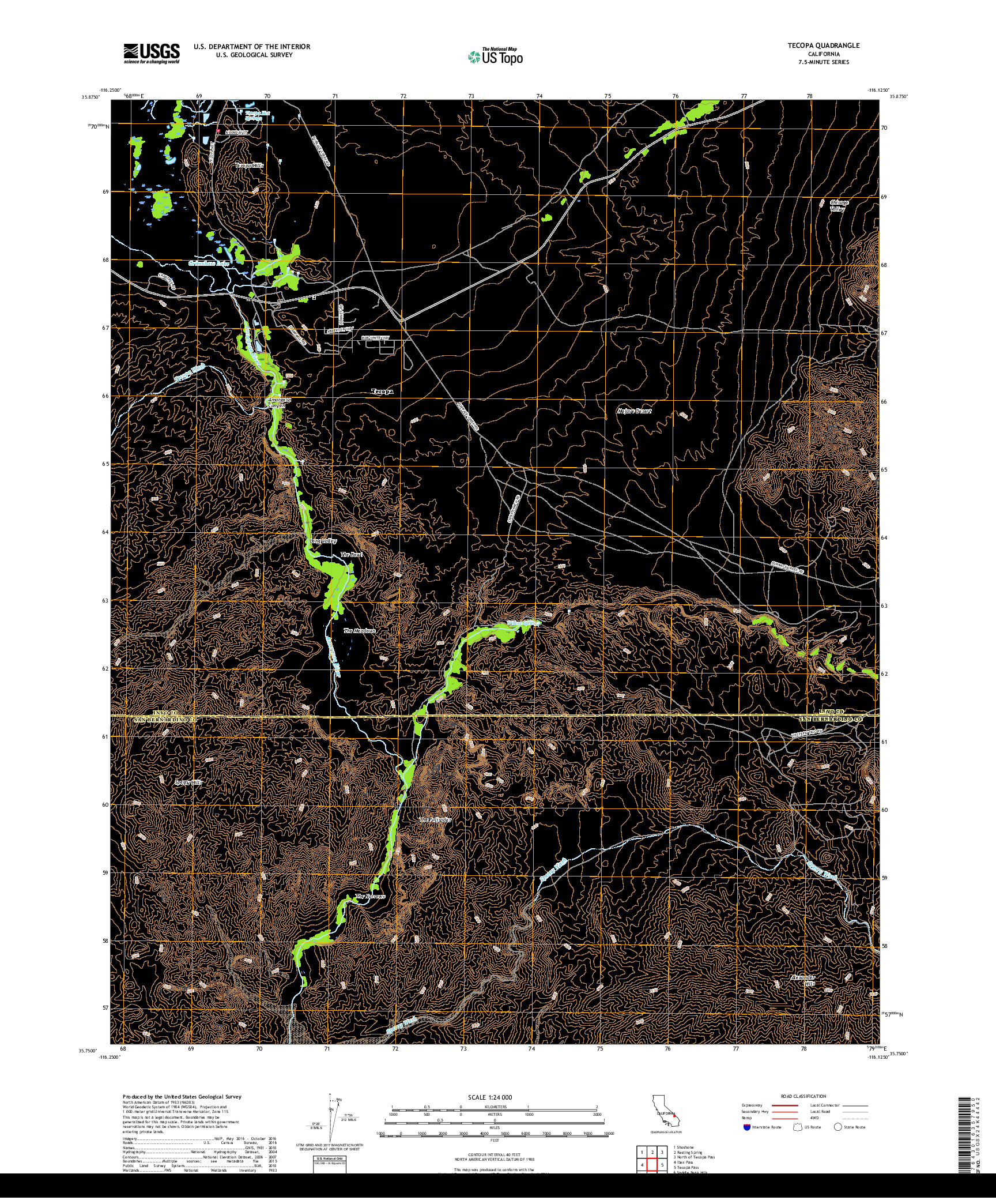 USGS US TOPO 7.5-MINUTE MAP FOR TECOPA, CA 2018