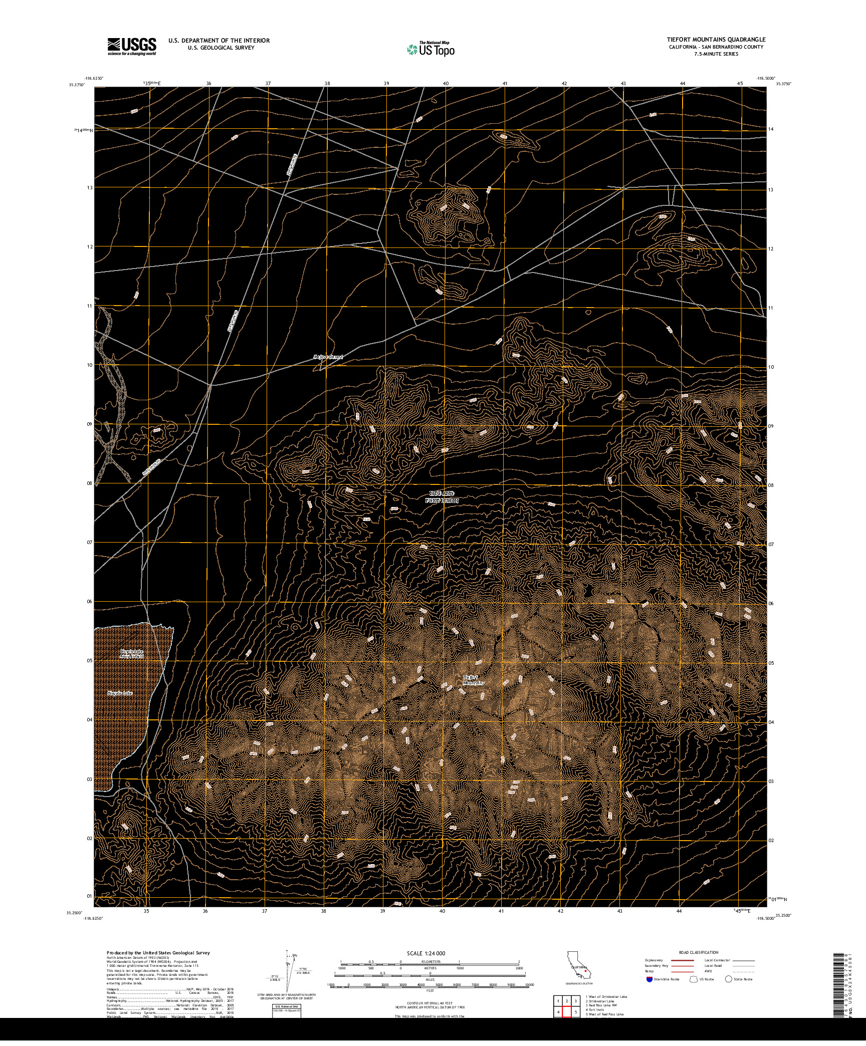 USGS US TOPO 7.5-MINUTE MAP FOR TIEFORT MOUNTAINS, CA 2018