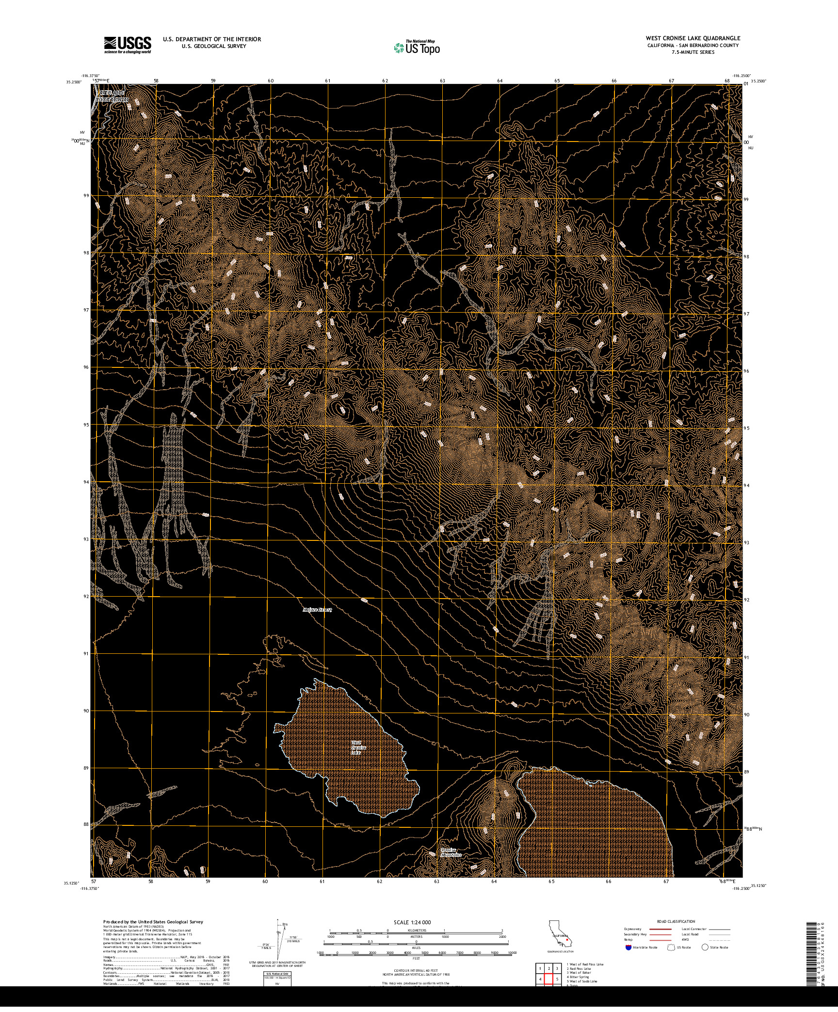 USGS US TOPO 7.5-MINUTE MAP FOR WEST CRONISE LAKE, CA 2018