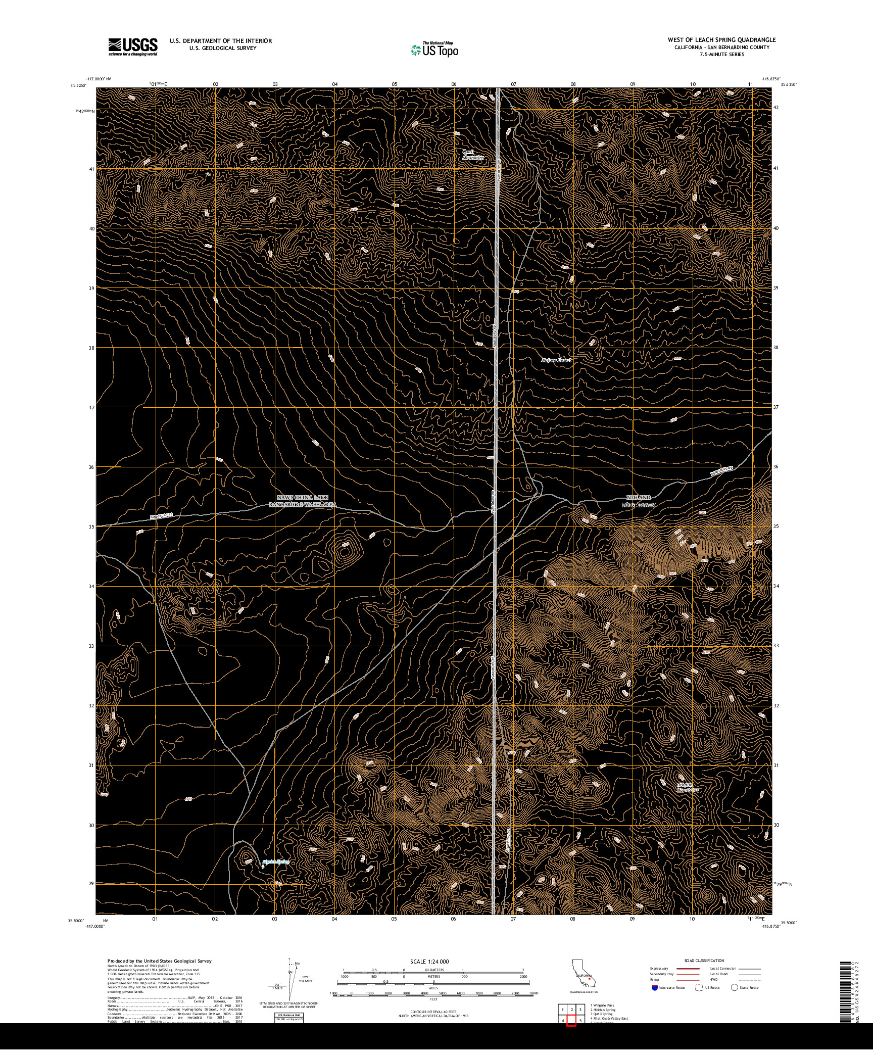 USGS US TOPO 7.5-MINUTE MAP FOR WEST OF LEACH SPRING, CA 2018