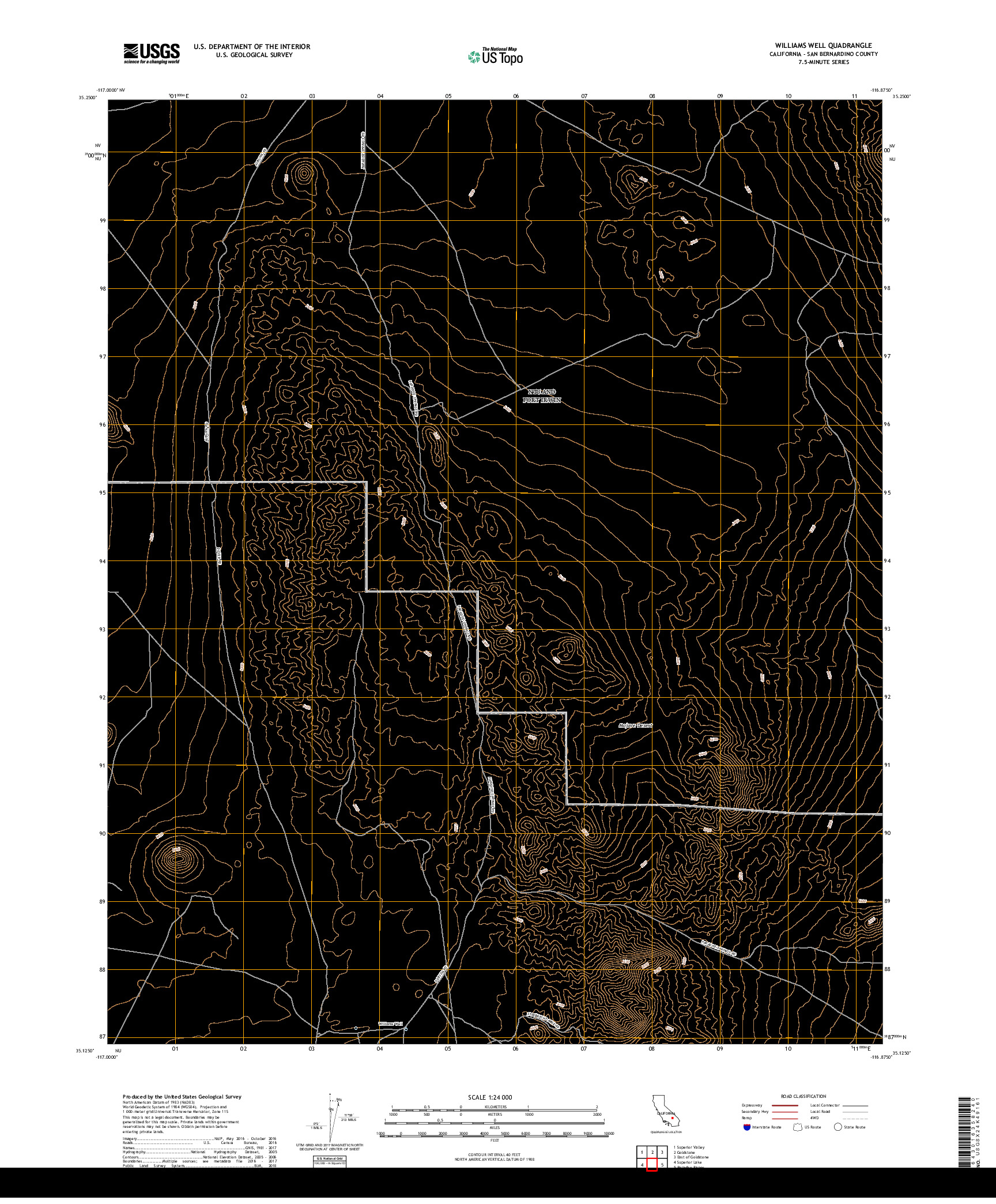 USGS US TOPO 7.5-MINUTE MAP FOR WILLIAMS WELL, CA 2018