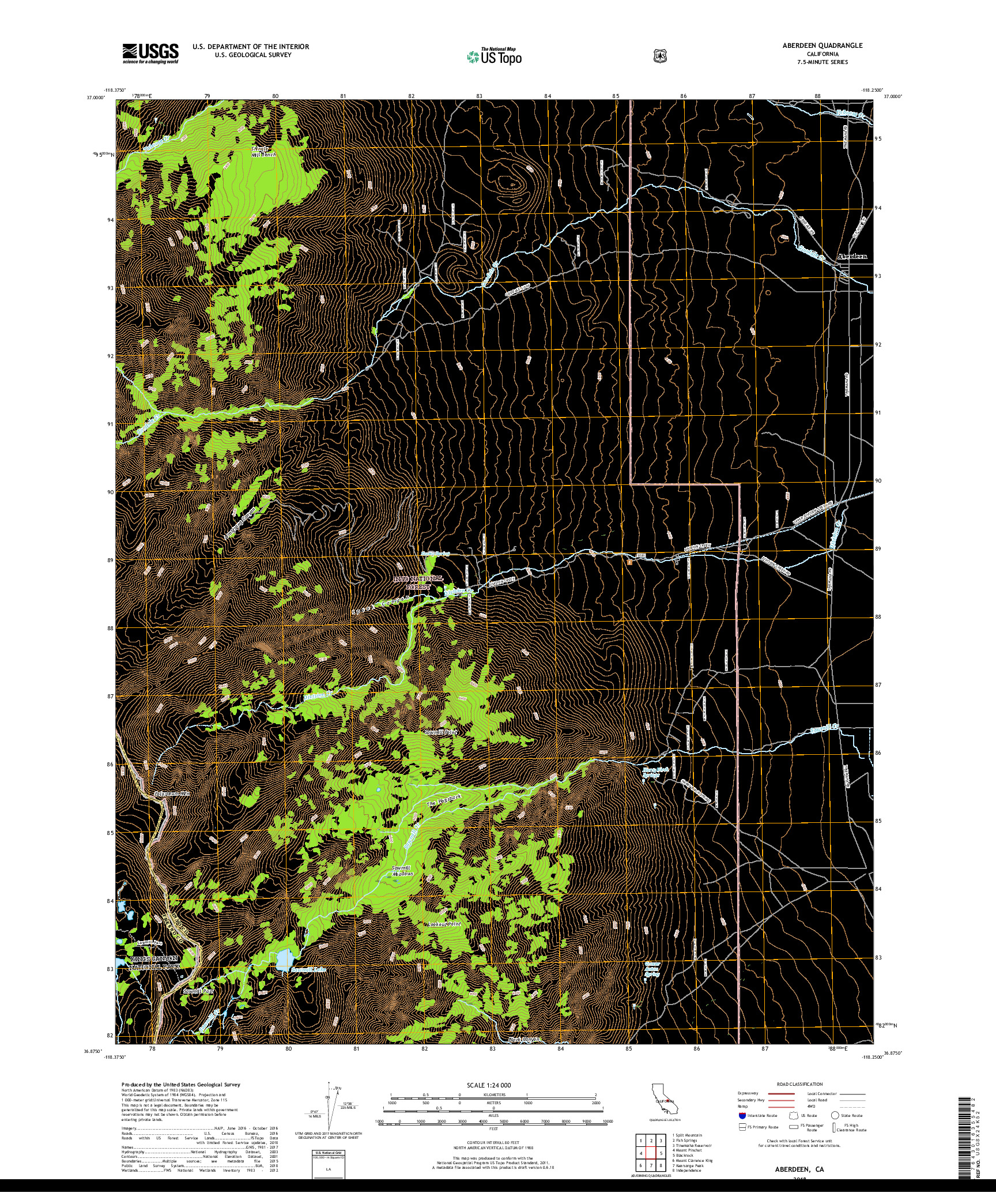 USGS US TOPO 7.5-MINUTE MAP FOR ABERDEEN, CA 2018