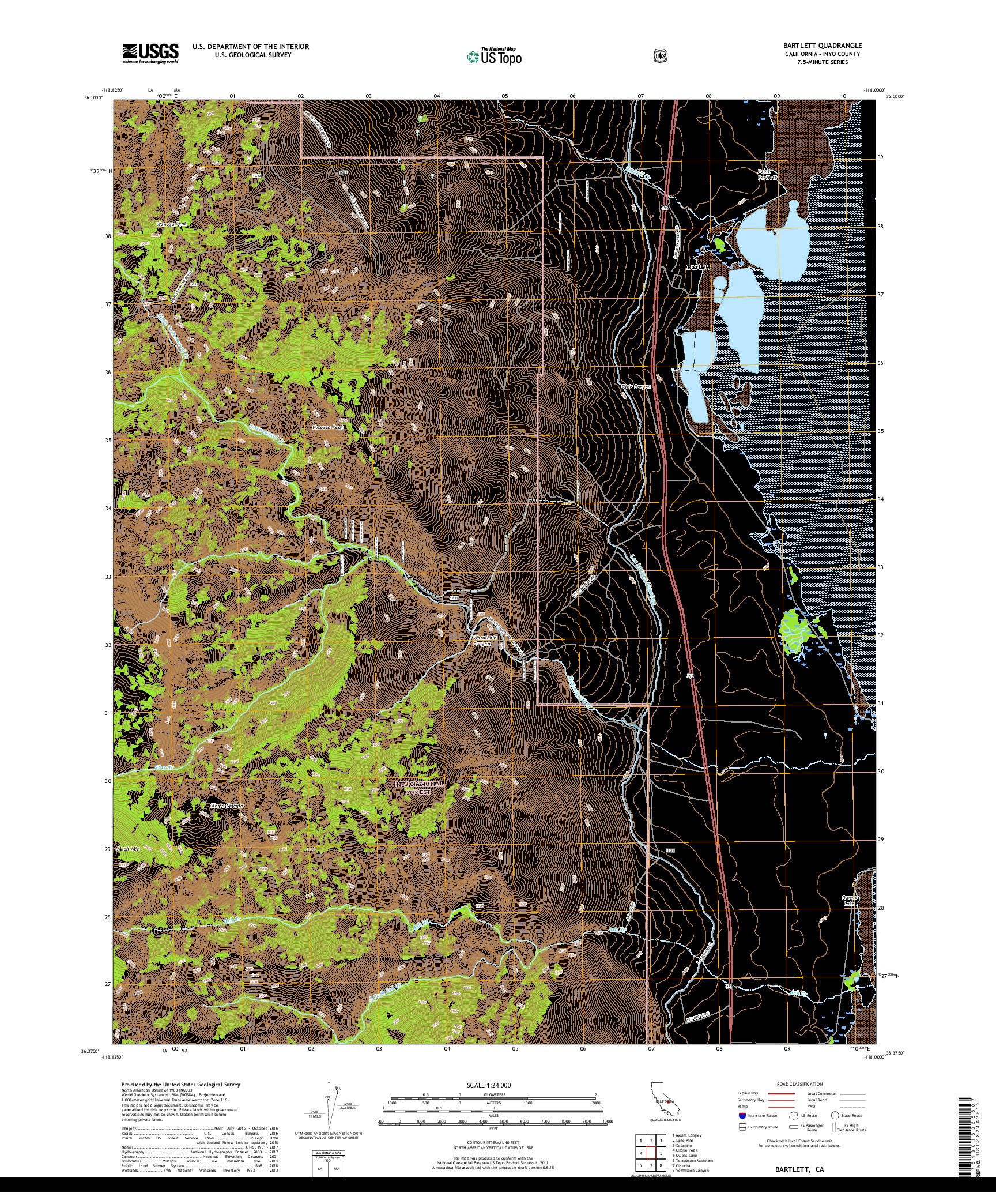 USGS US TOPO 7.5-MINUTE MAP FOR BARTLETT, CA 2018