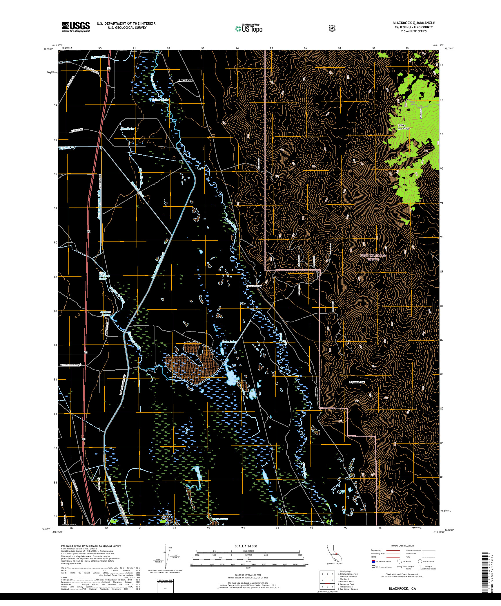 USGS US TOPO 7.5-MINUTE MAP FOR BLACKROCK, CA 2018