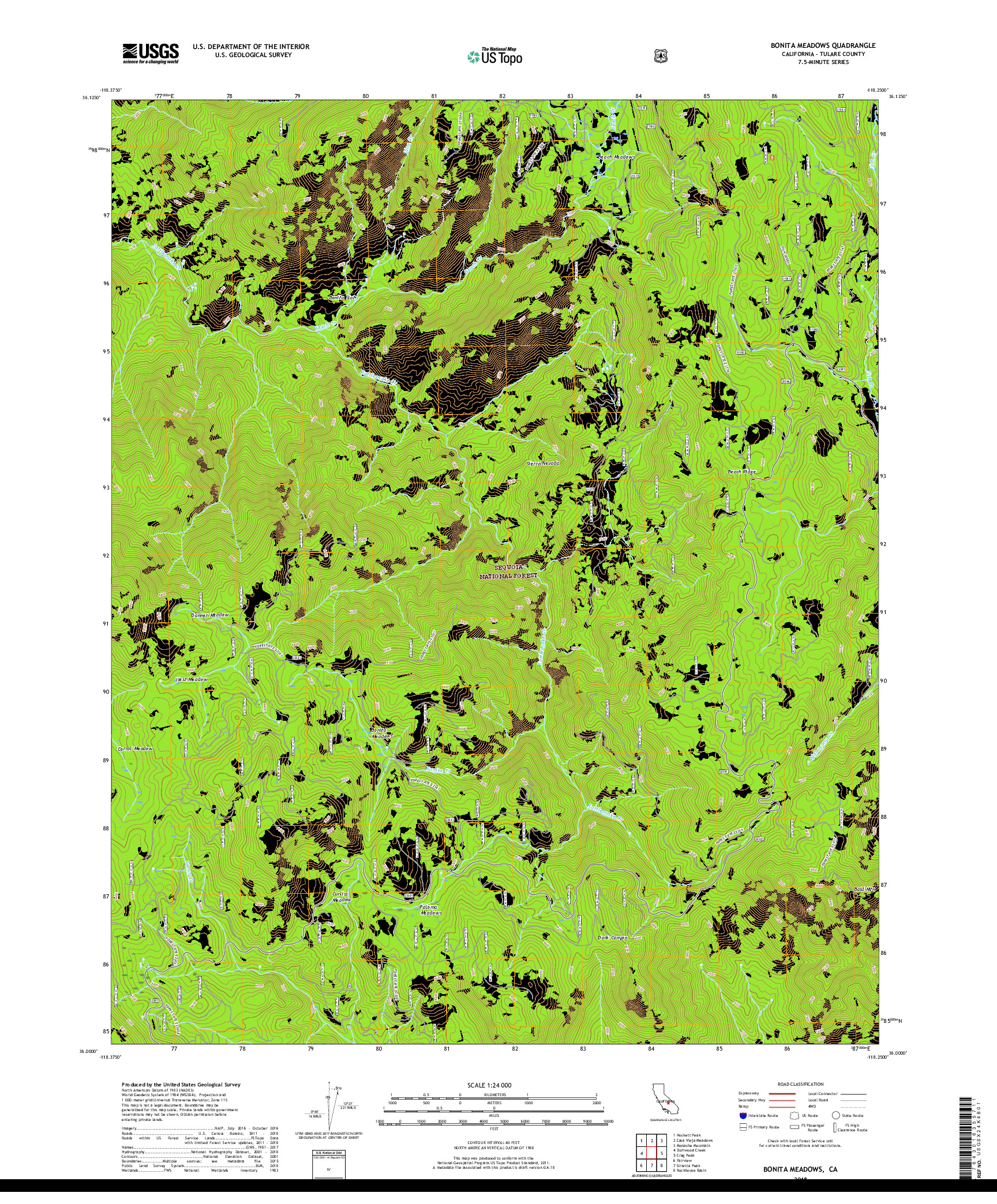 USGS US TOPO 7.5-MINUTE MAP FOR BONITA MEADOWS, CA 2018