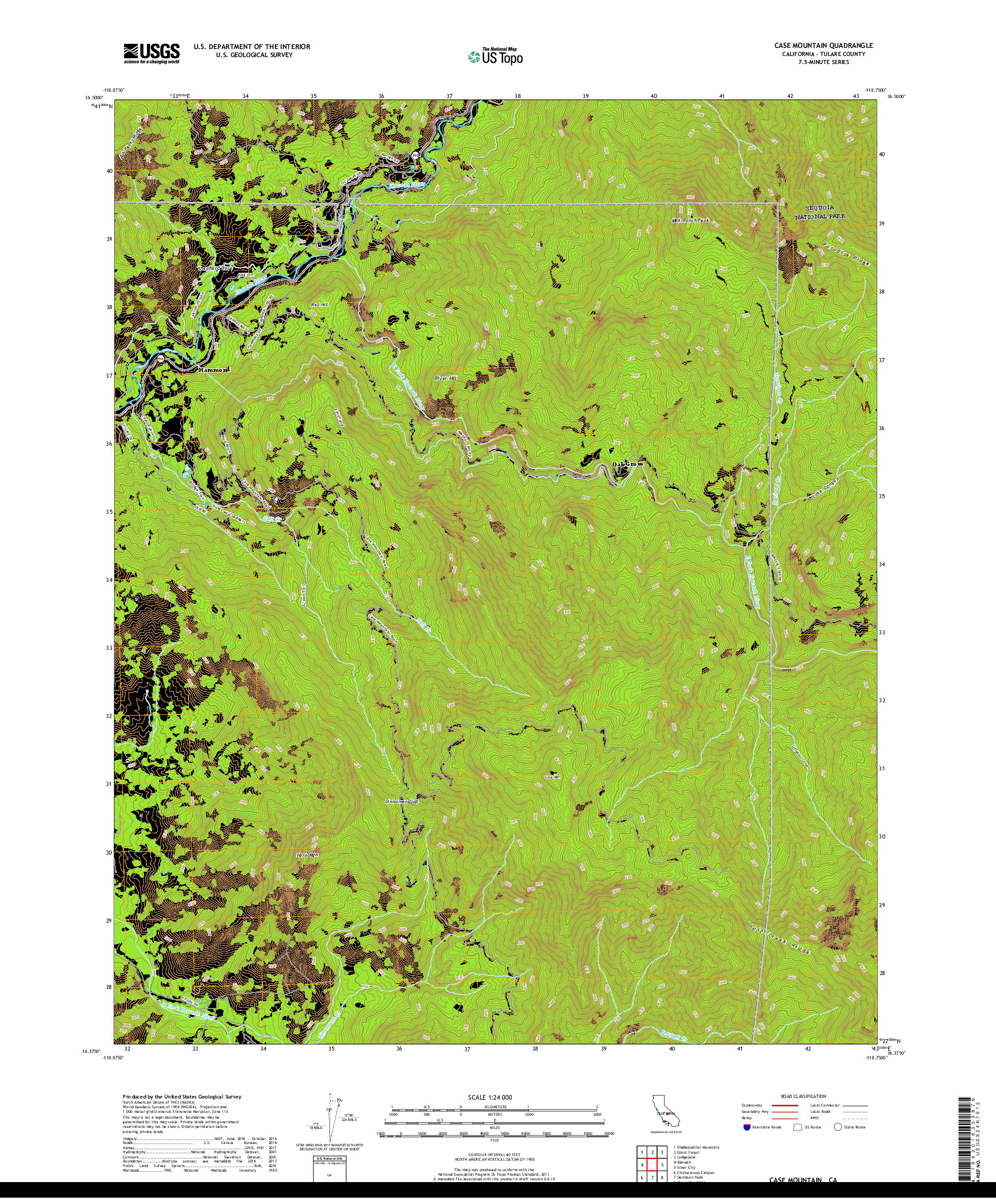 USGS US TOPO 7.5-MINUTE MAP FOR CASE MOUNTAIN, CA 2018