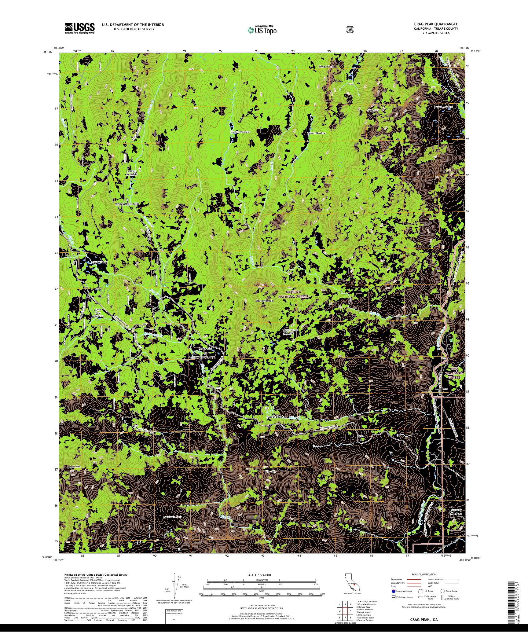 USGS US TOPO 7.5-MINUTE MAP FOR CRAG PEAK, CA 2018