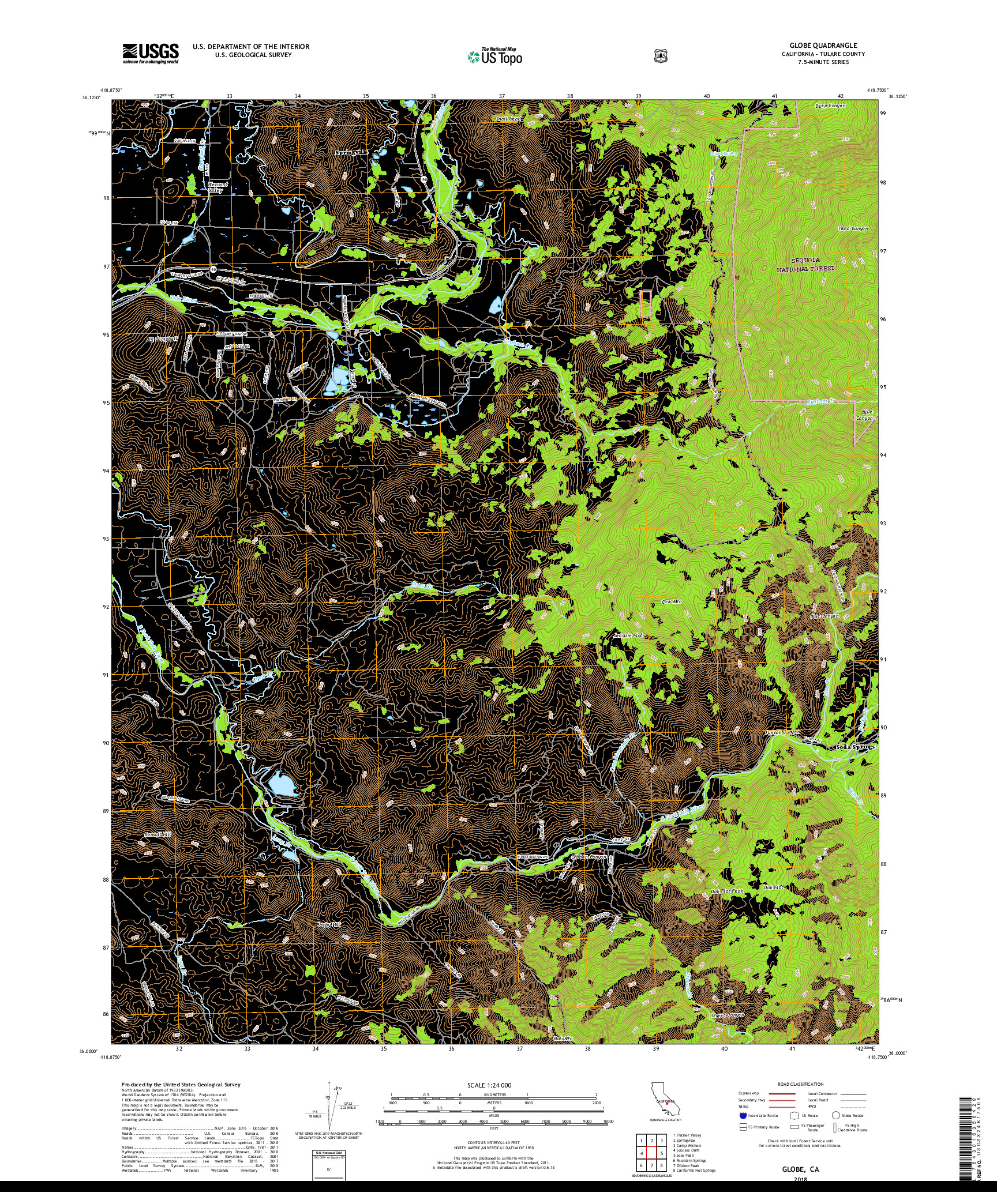 USGS US TOPO 7.5-MINUTE MAP FOR GLOBE, CA 2018