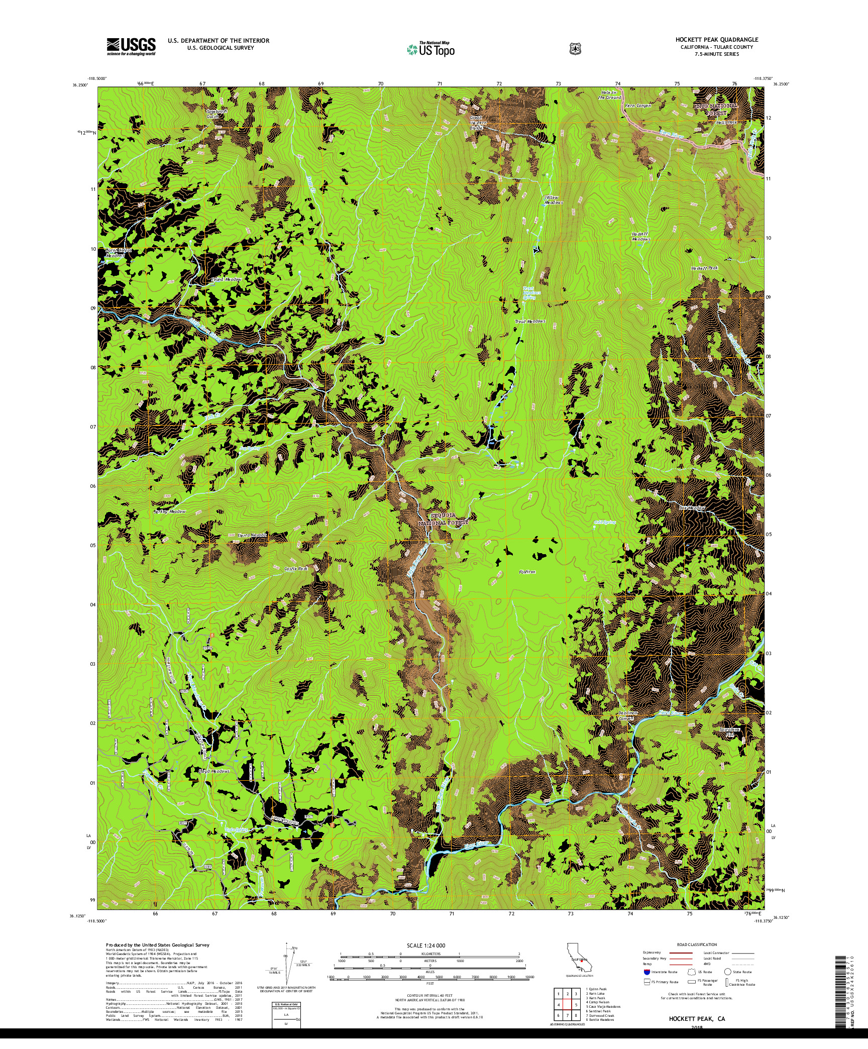 USGS US TOPO 7.5-MINUTE MAP FOR HOCKETT PEAK, CA 2018